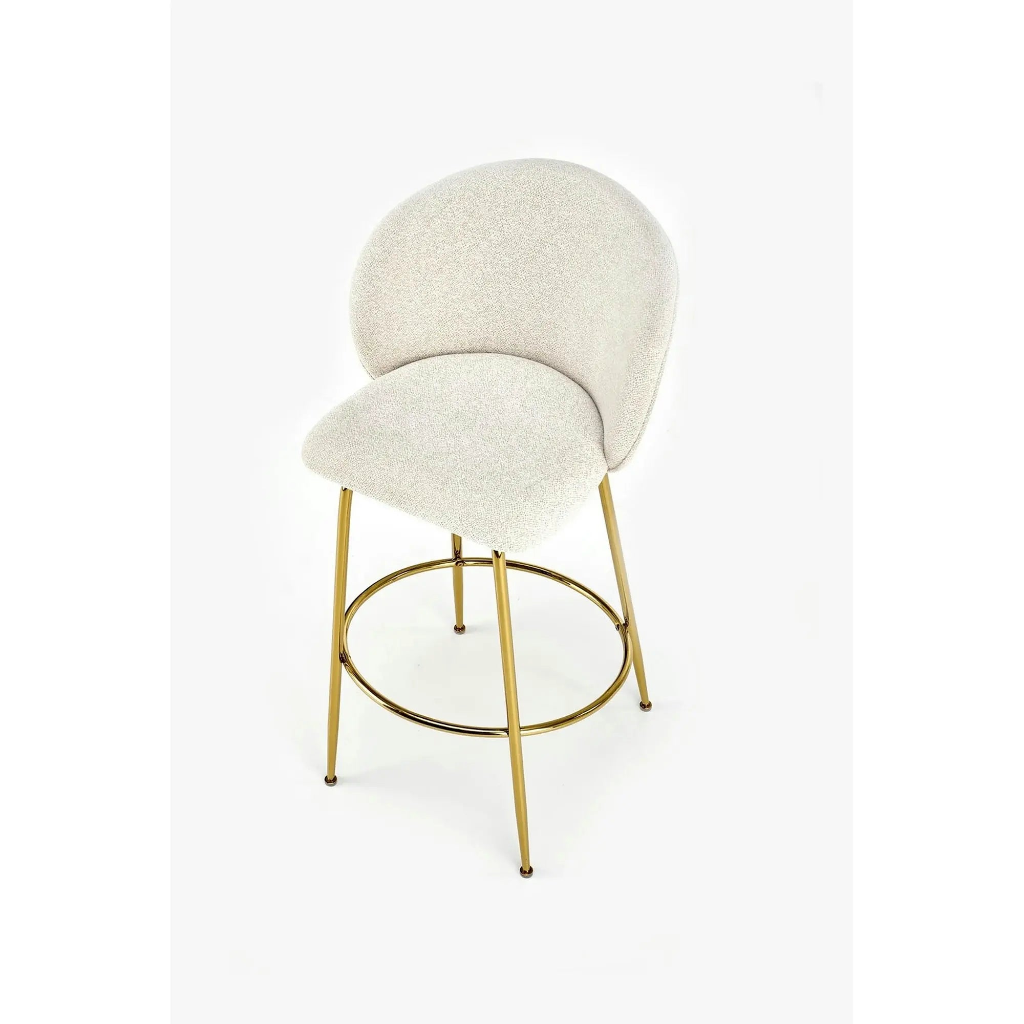 Scaun de bar auriu H116, stofa bucle/otel, 50x59x101 cm