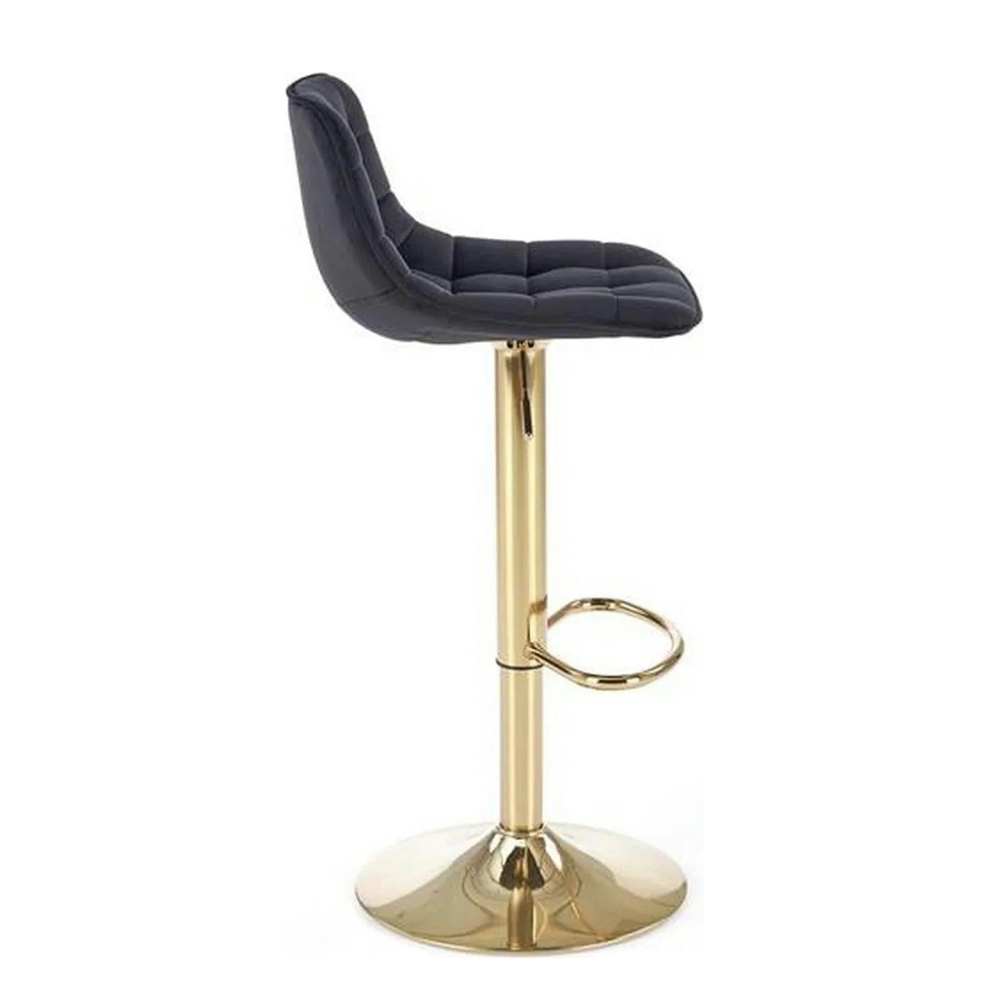 Scaun de bar auriu H120, stofa catifelata/otel, 43x44x84/106 cm