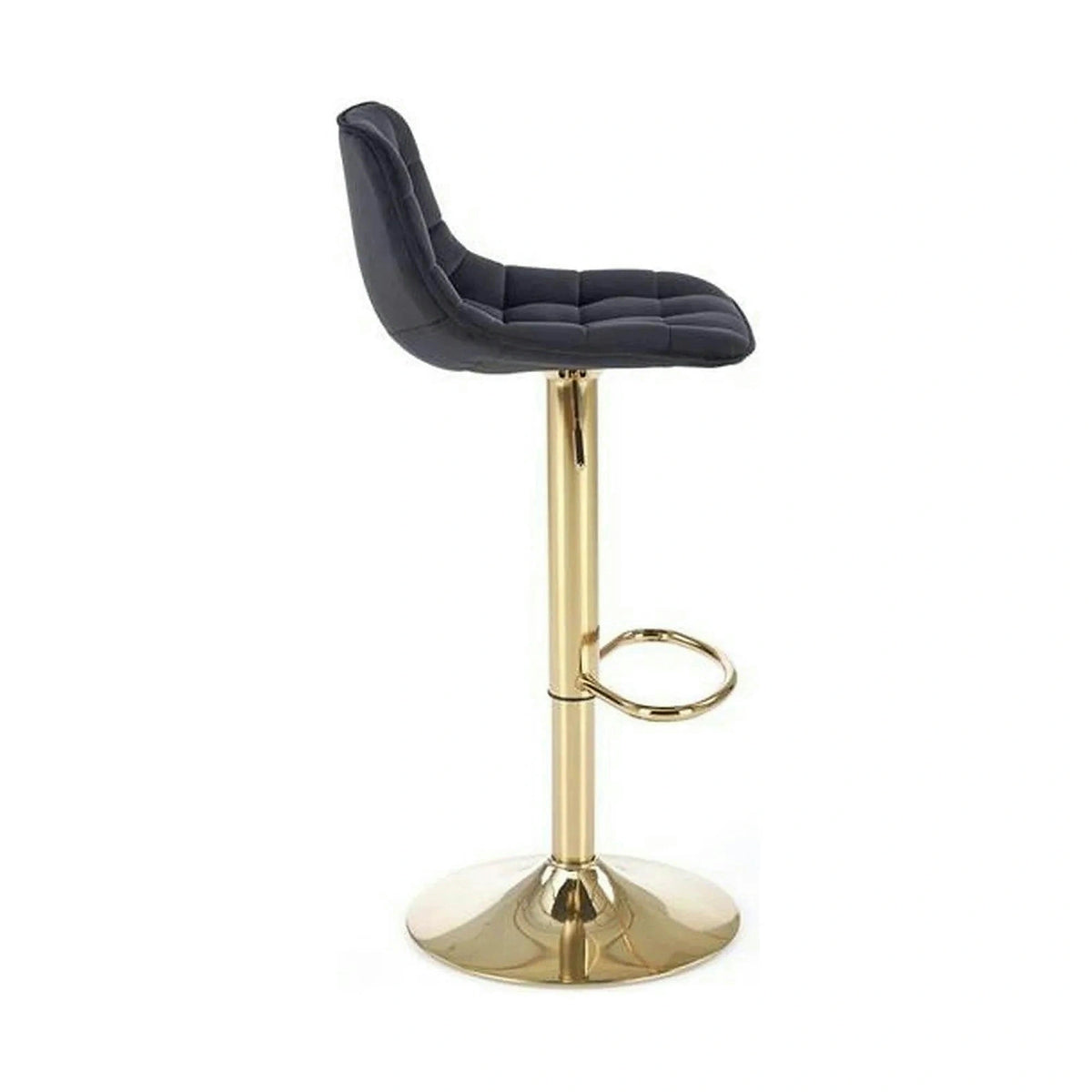 Scaun de bar auriu H120, stofa catifelata/otel, 43x44x84/106 cm