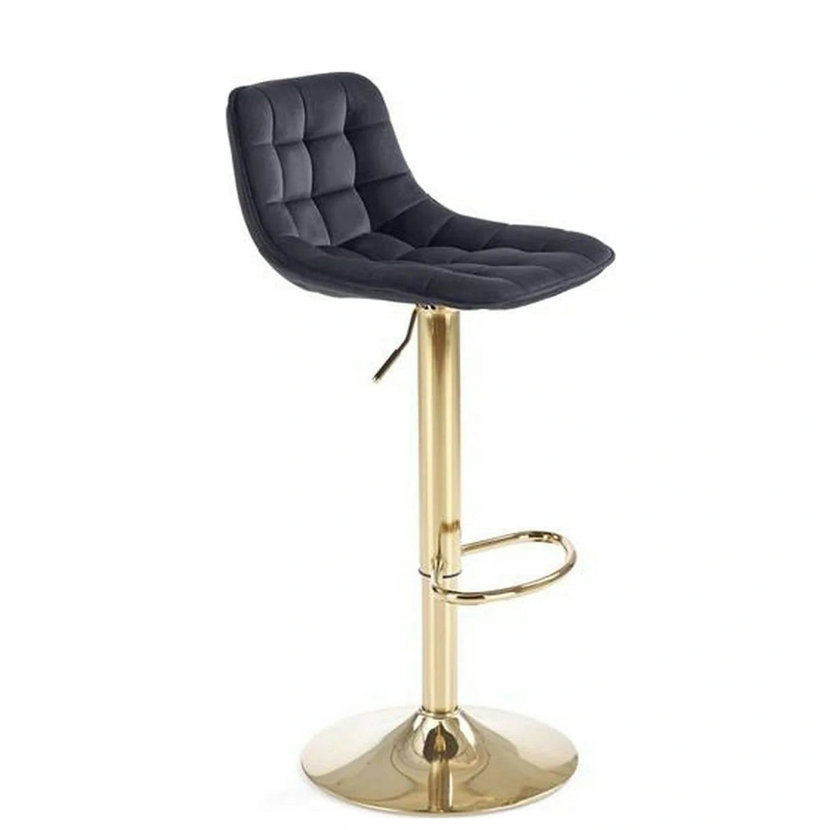 Scaun de bar auriu H120, stofa catifelata/otel, 43x44x84/106 cm