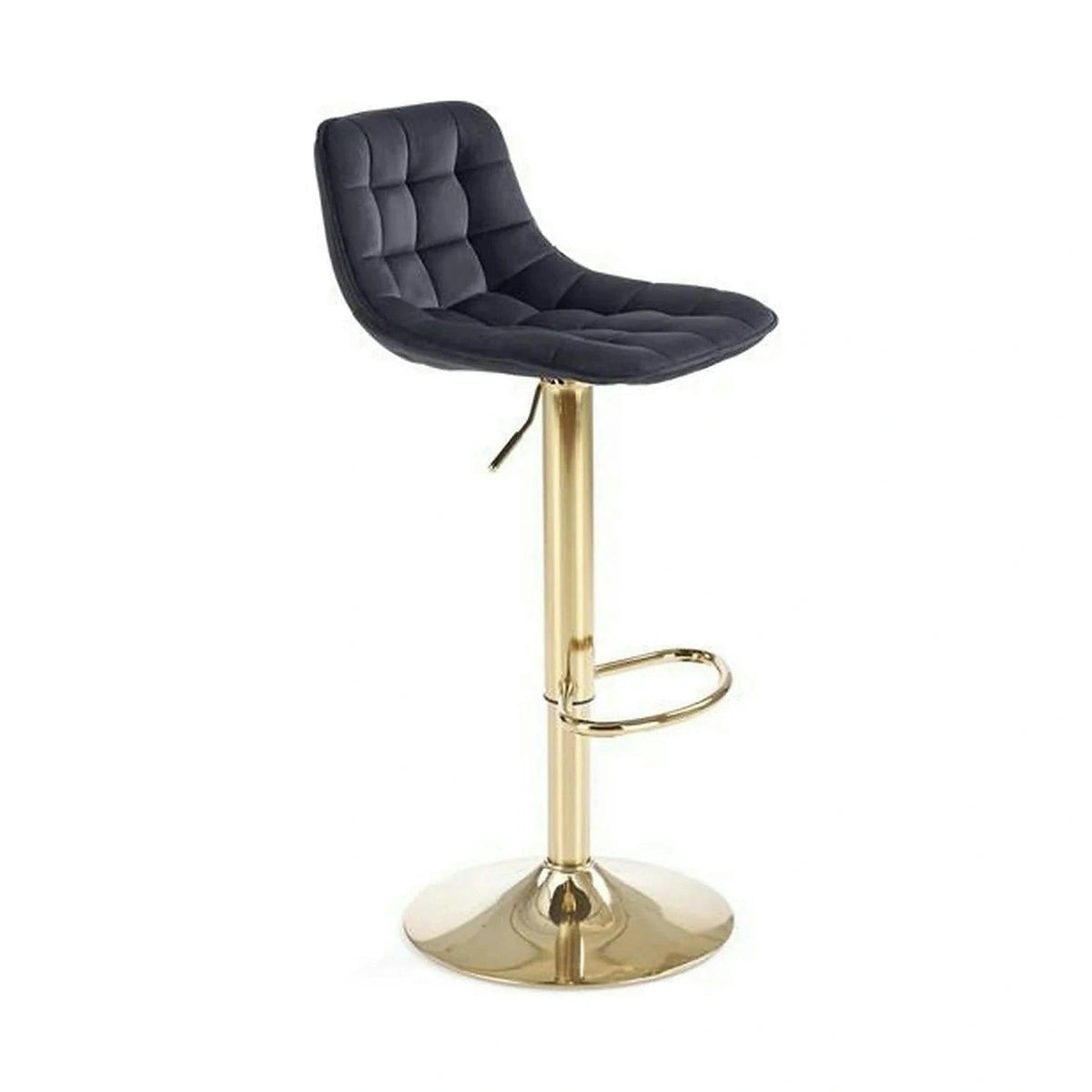 Scaun de bar auriu H120, stofa catifelata/otel, 43x44x84/106 cm