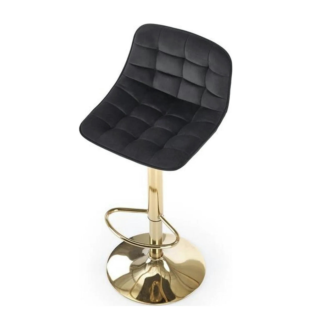 Scaun de bar auriu H120, stofa catifelata/otel, 43x44x84/106 cm