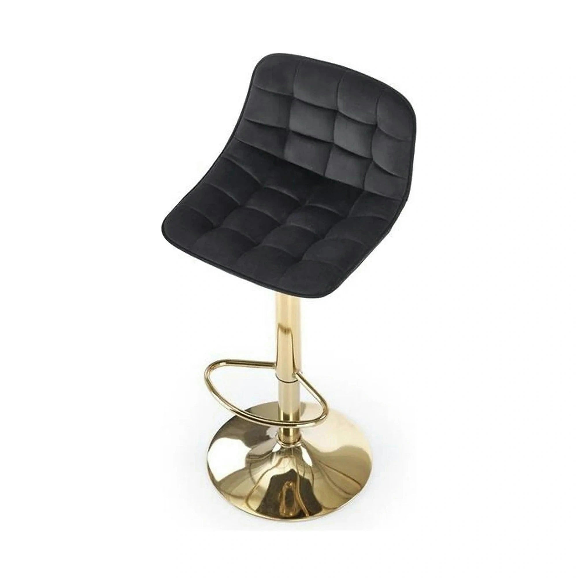 Scaun de bar auriu H120, stofa catifelata/otel, 43x44x84/106 cm
