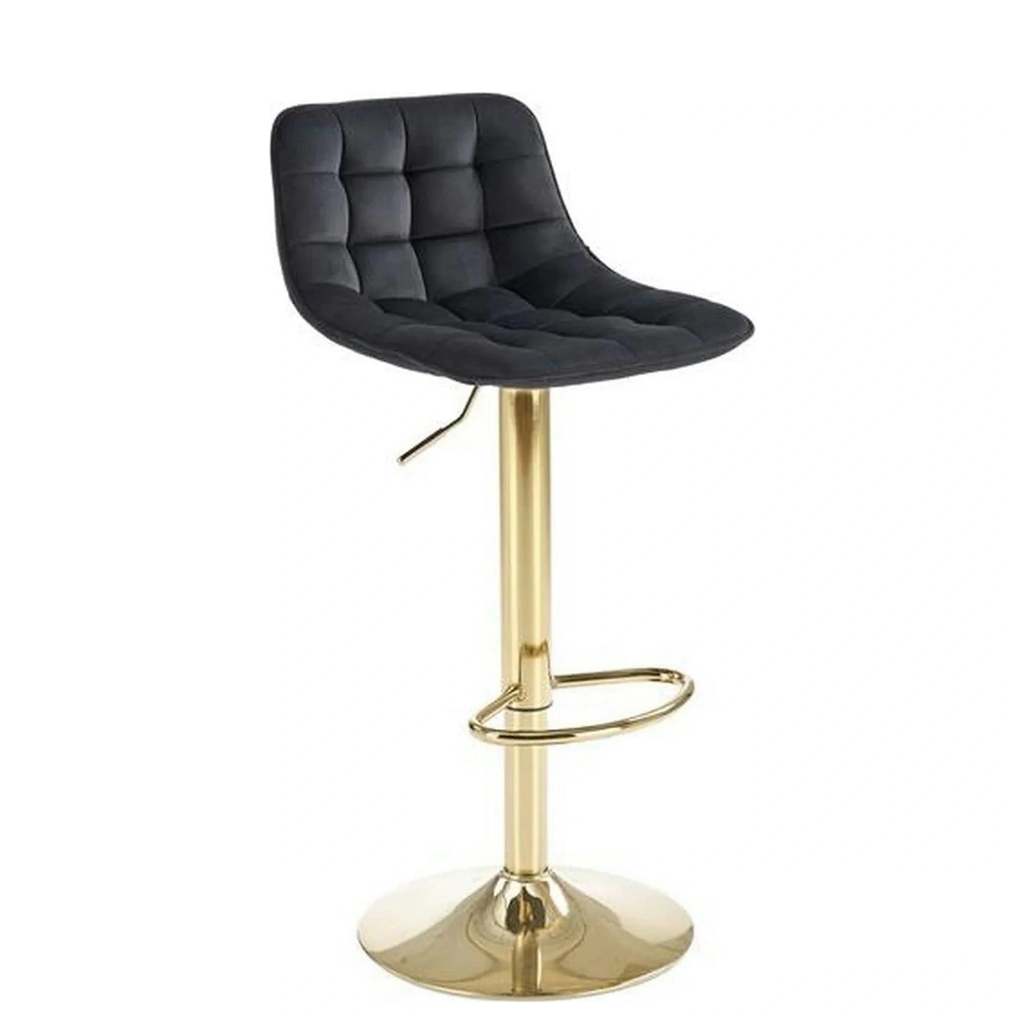 Scaun de bar auriu H120, stofa catifelata/otel, 43x44x84/106 cm