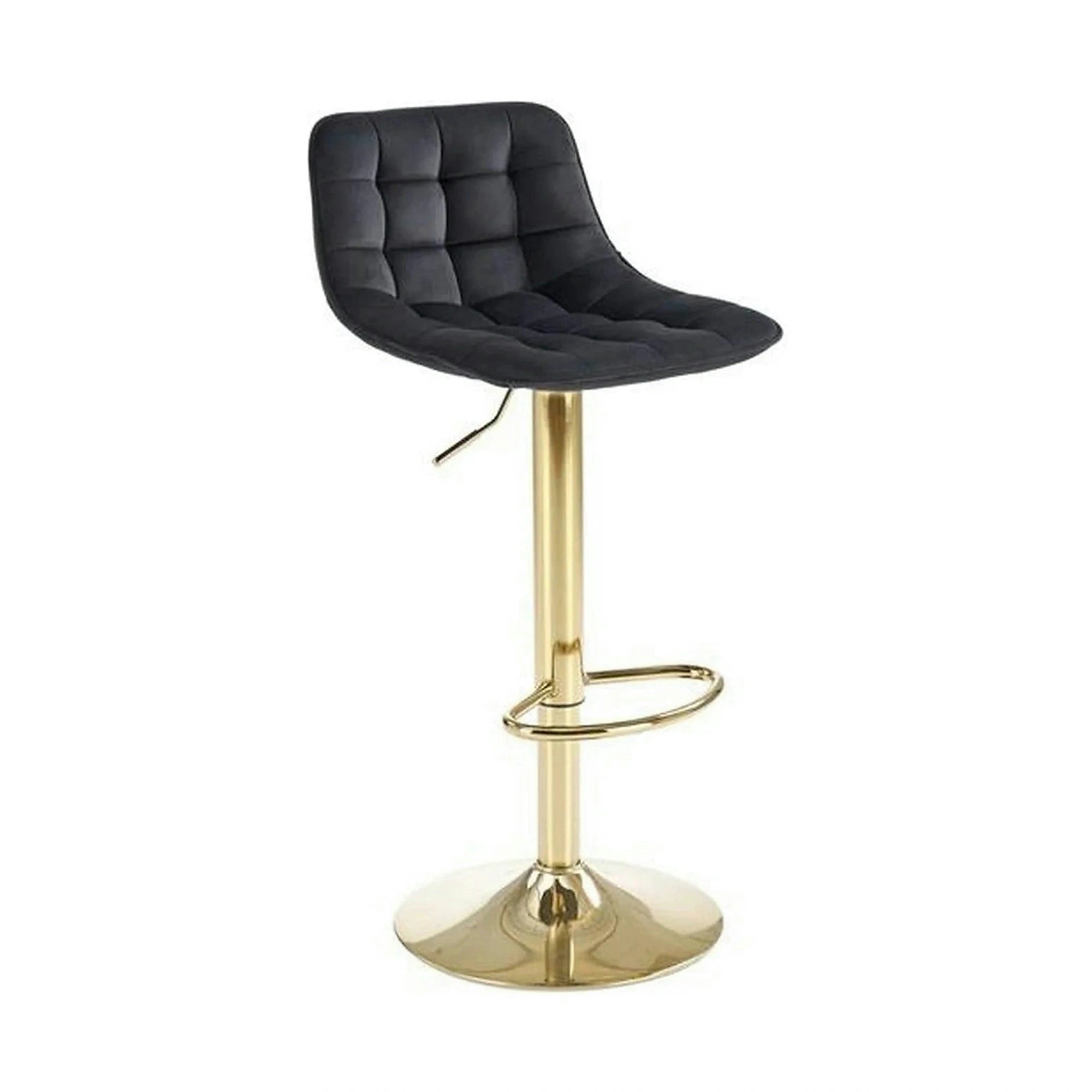 Scaun de bar auriu H120, stofa catifelata/otel, 43x44x84/106 cm