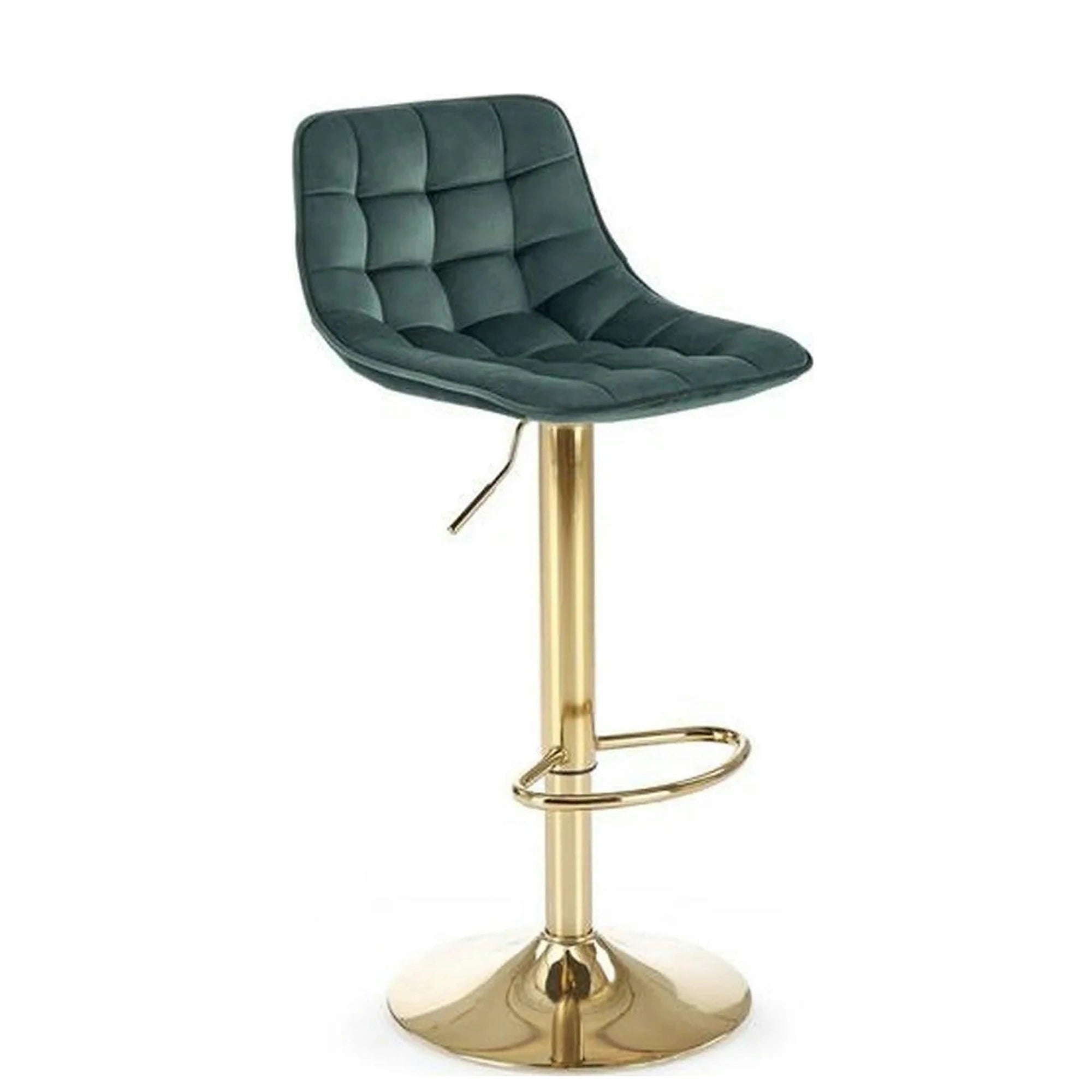Scaun de bar auriu/verde H120, stofa catifelata/otel, 43x44x84/106 cm