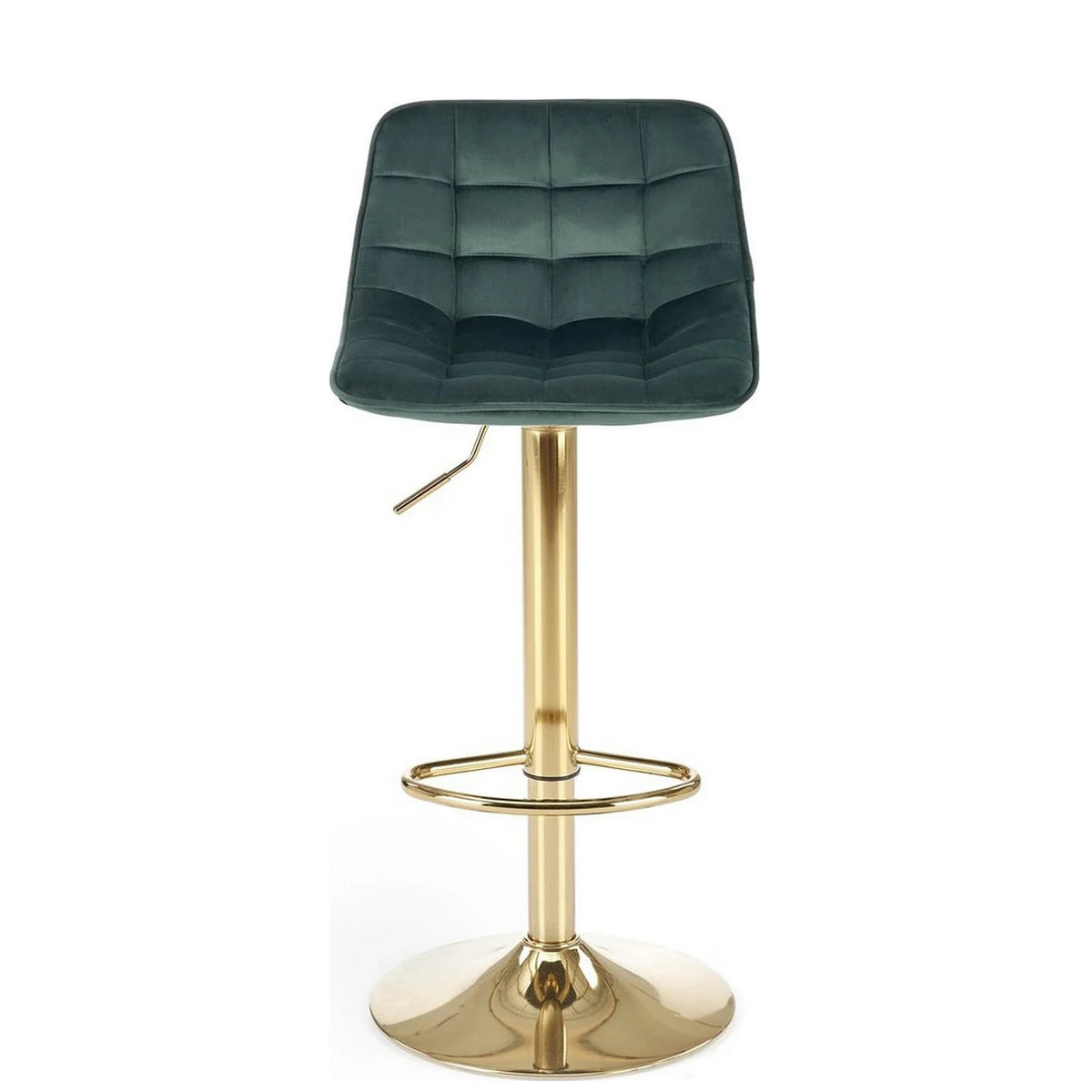 Scaun de bar auriu/verde H120, stofa catifelata/otel, 43x44x84/106 cm