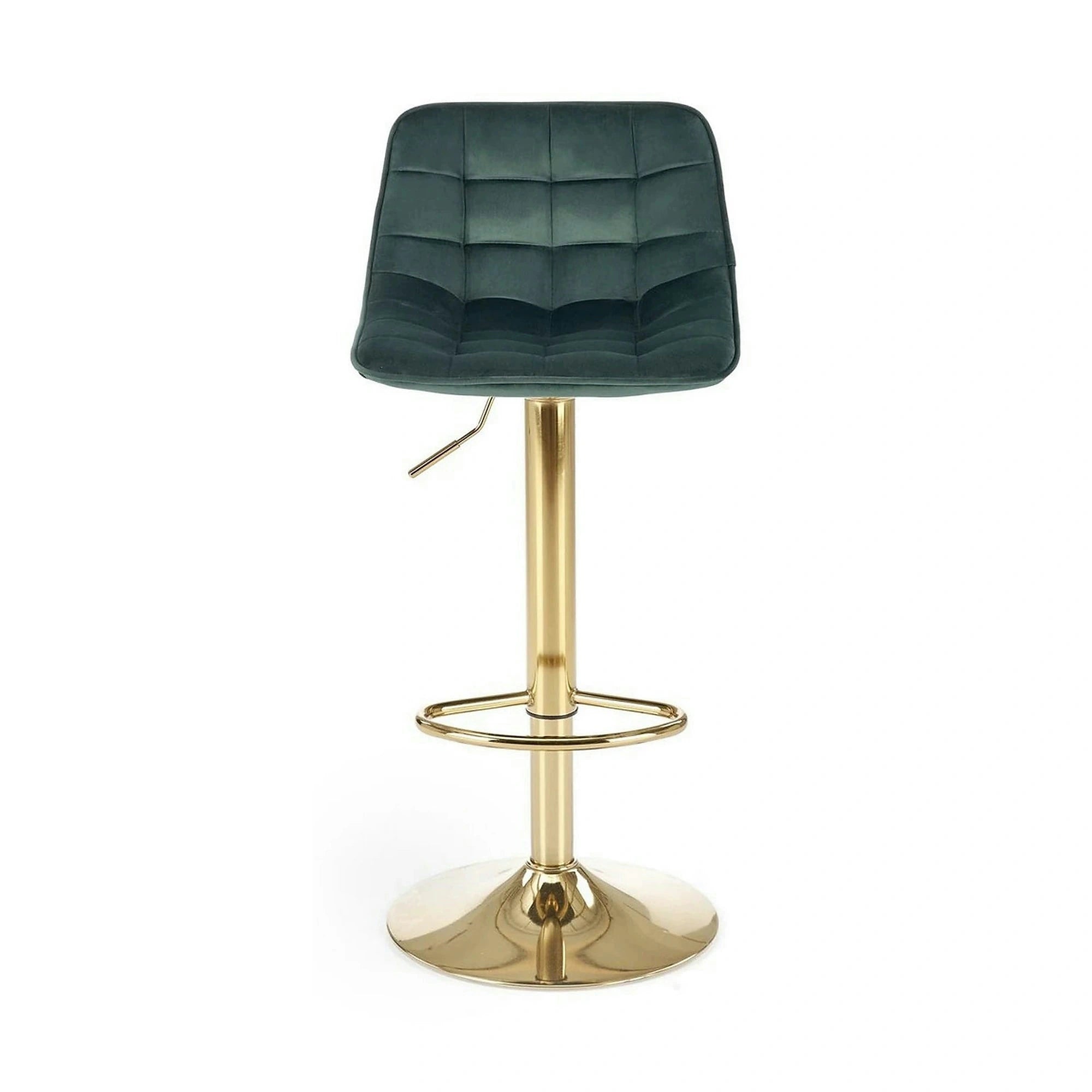 Scaun de bar auriu/verde H120, stofa catifelata/otel, 43x44x84/106 cm