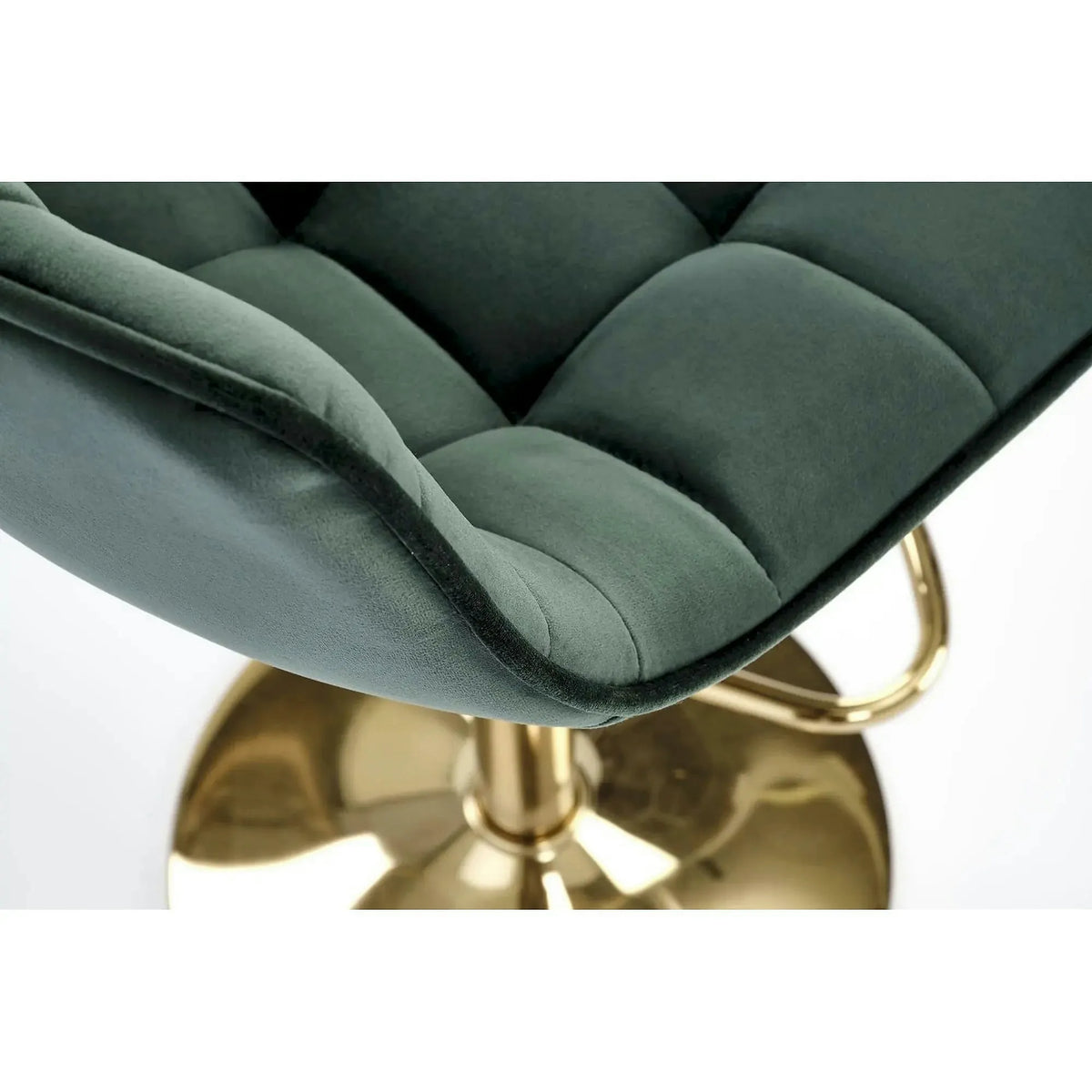 Scaun de bar auriu/verde H120, stofa catifelata/otel, 43x44x84/106 cm
