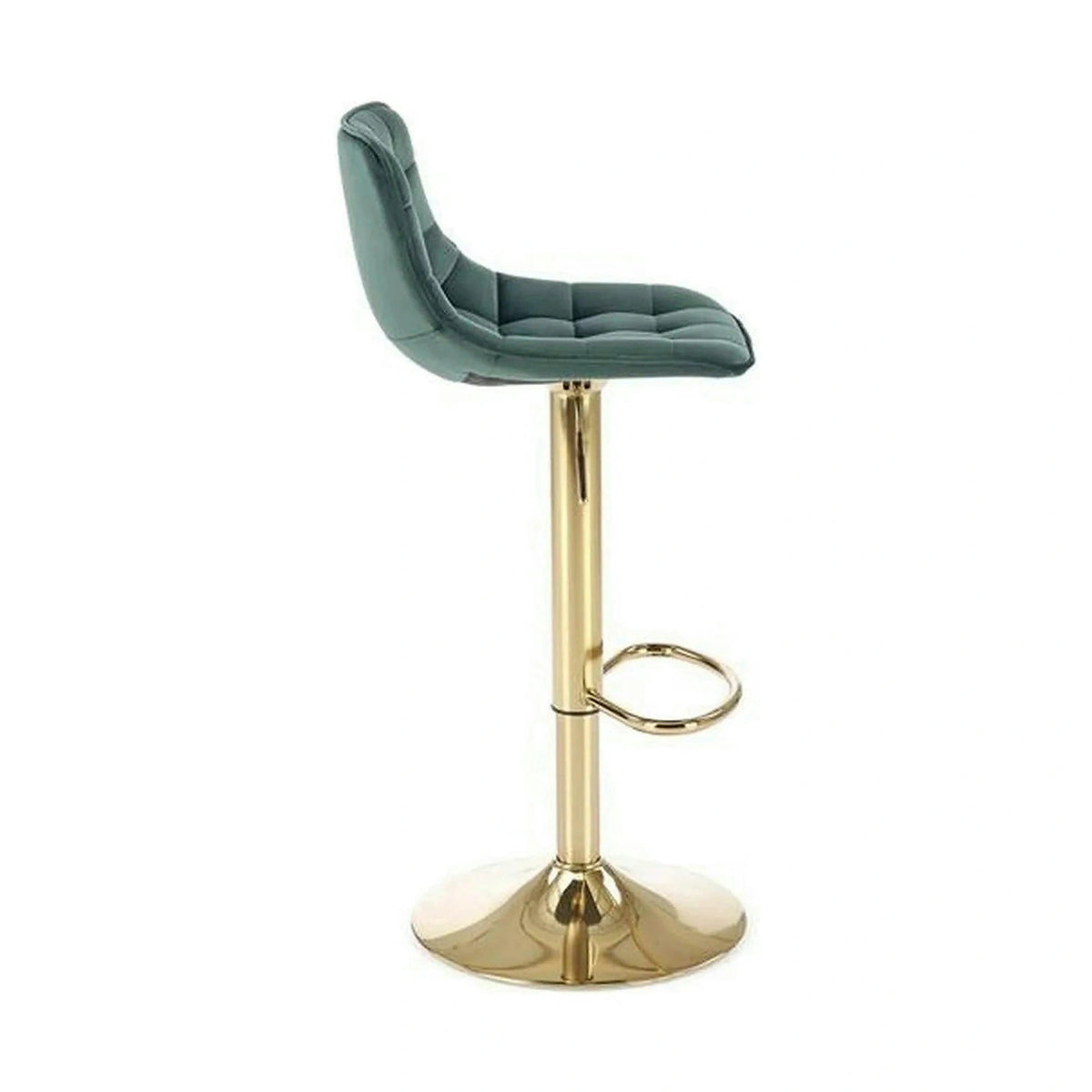 Scaun de bar auriu/verde H120, stofa catifelata/otel, 43x44x84/106 cm