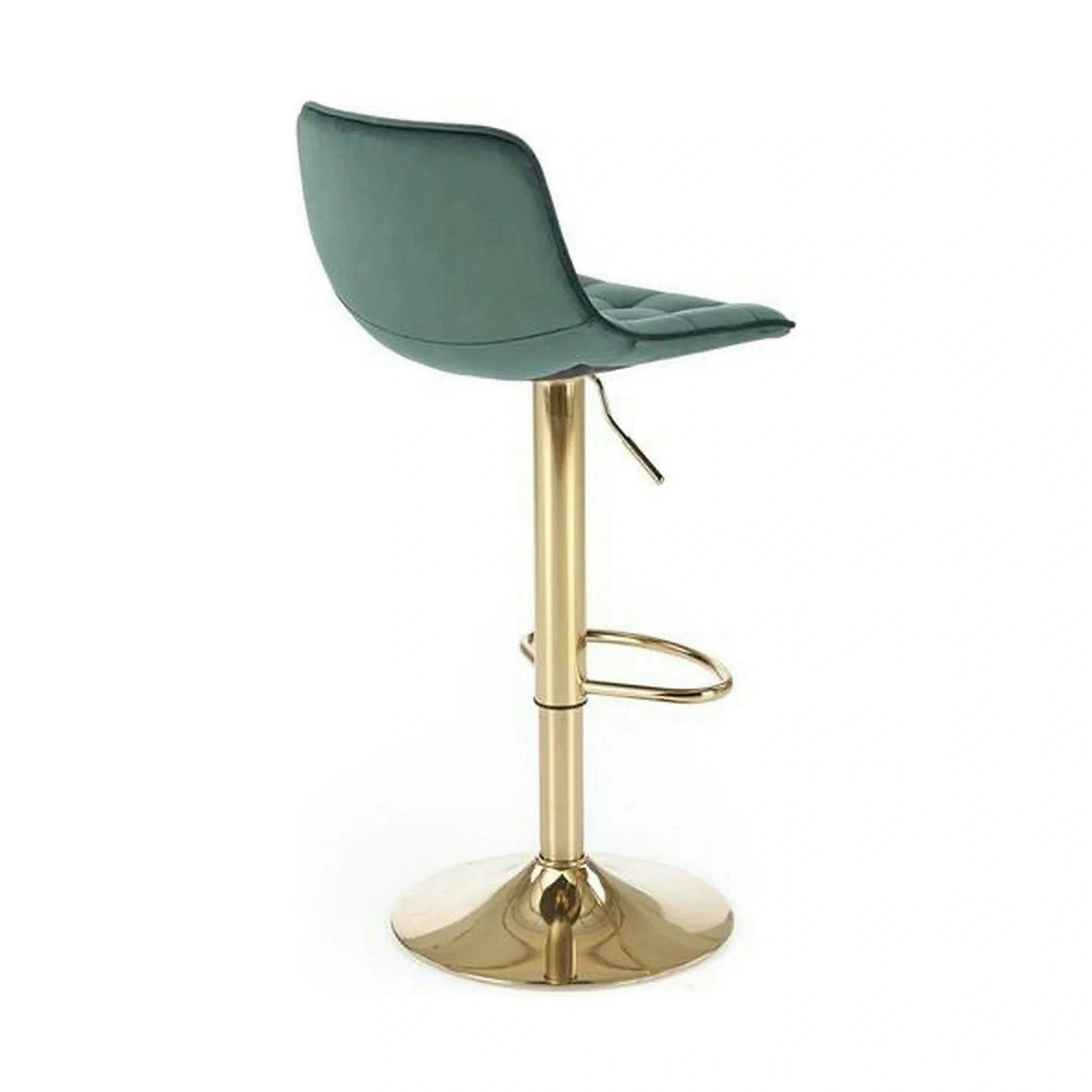 Scaun de bar auriu/verde H120, stofa catifelata/otel, 43x44x84/106 cm