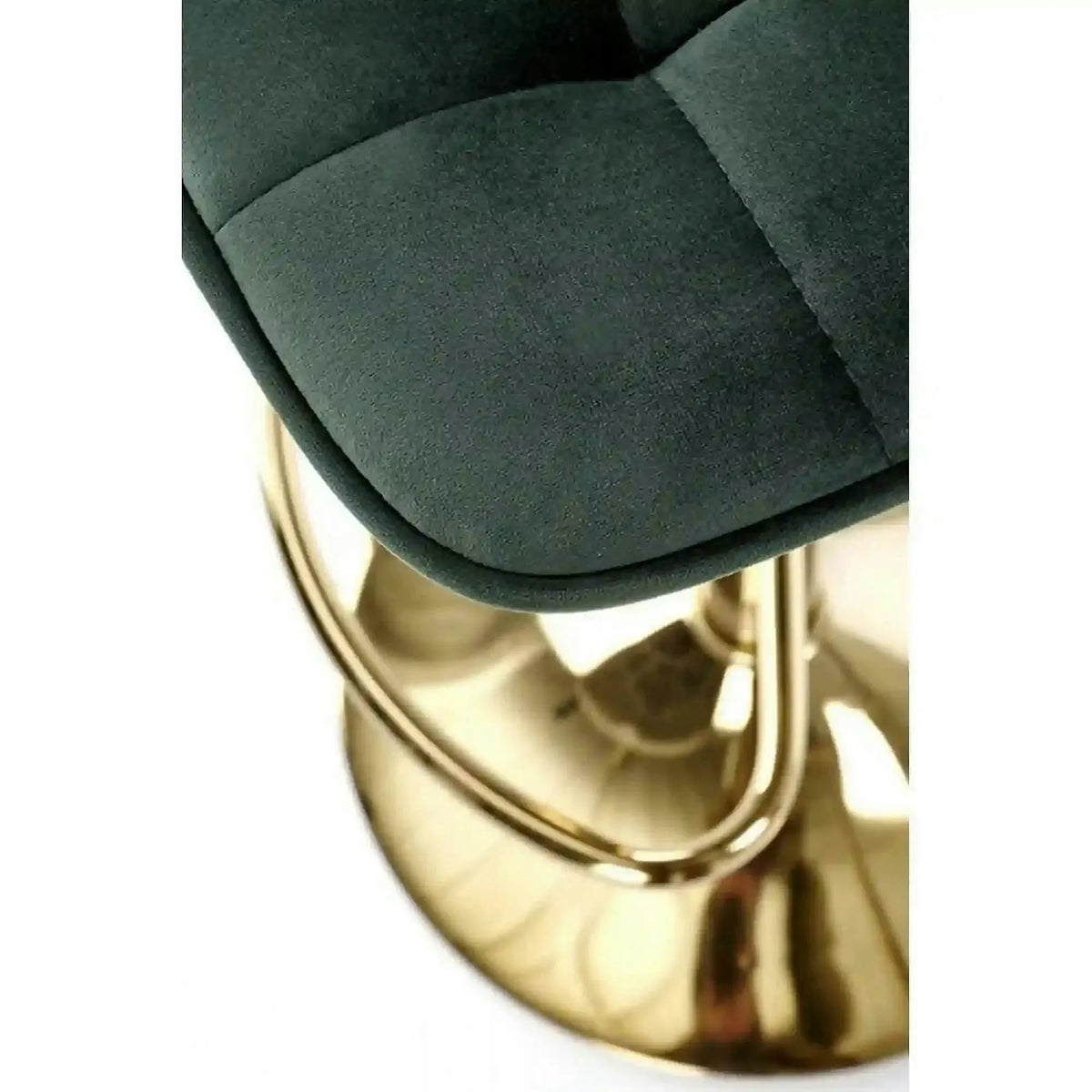 Scaun de bar auriu/verde H120, stofa catifelata/otel, 43x44x84/106 cm