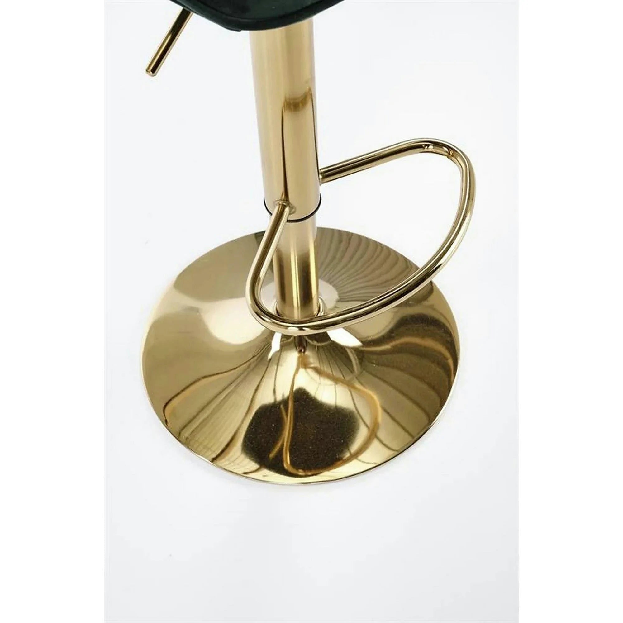 Scaun de bar auriu/verde H120, stofa catifelata/otel, 43x44x84/106 cm