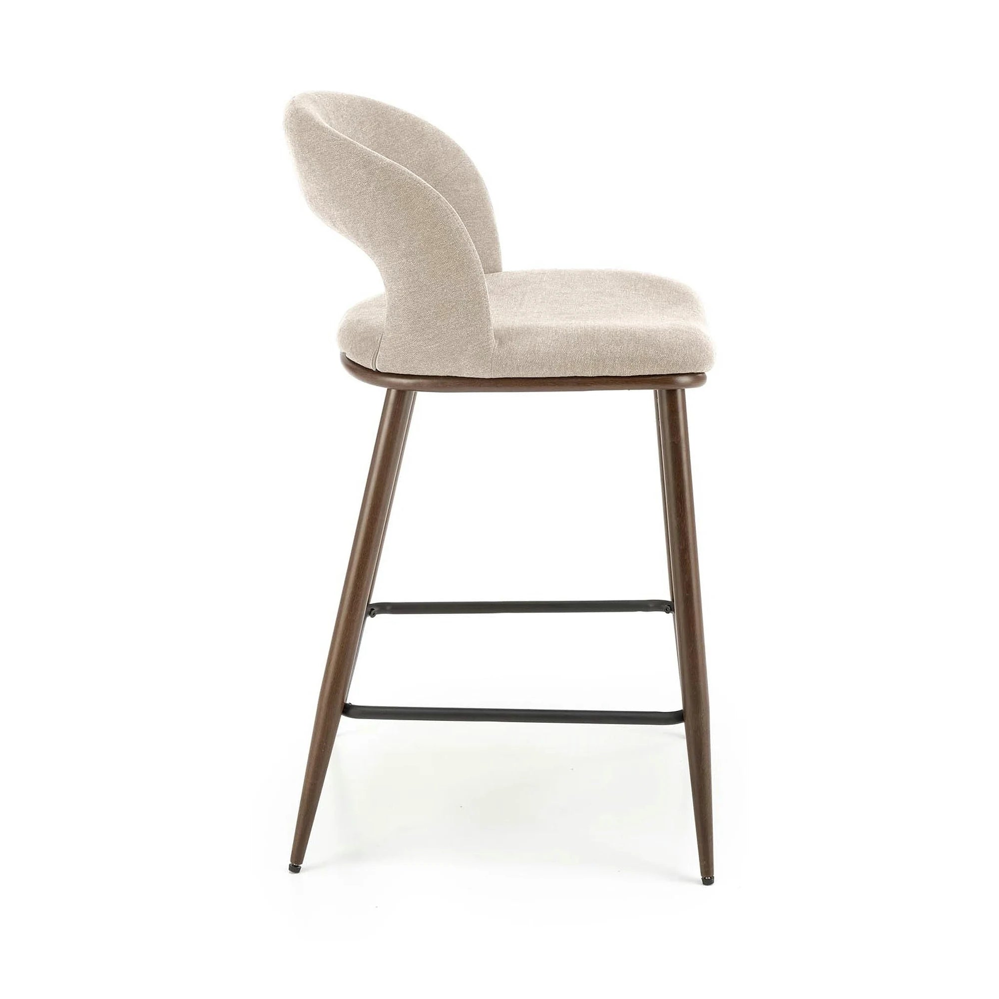 Scaun de bar bej H114, stofa clasica/otel, 48x52x92 cm
