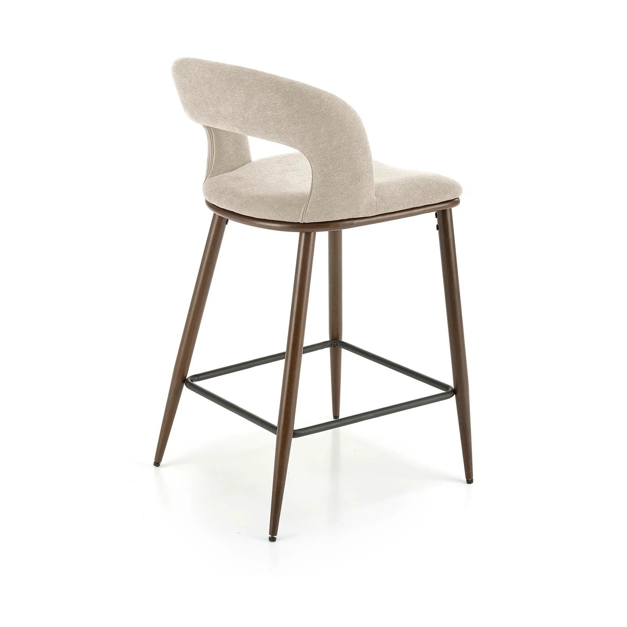 Scaun de bar bej H114, stofa clasica/otel, 48x52x92 cm
