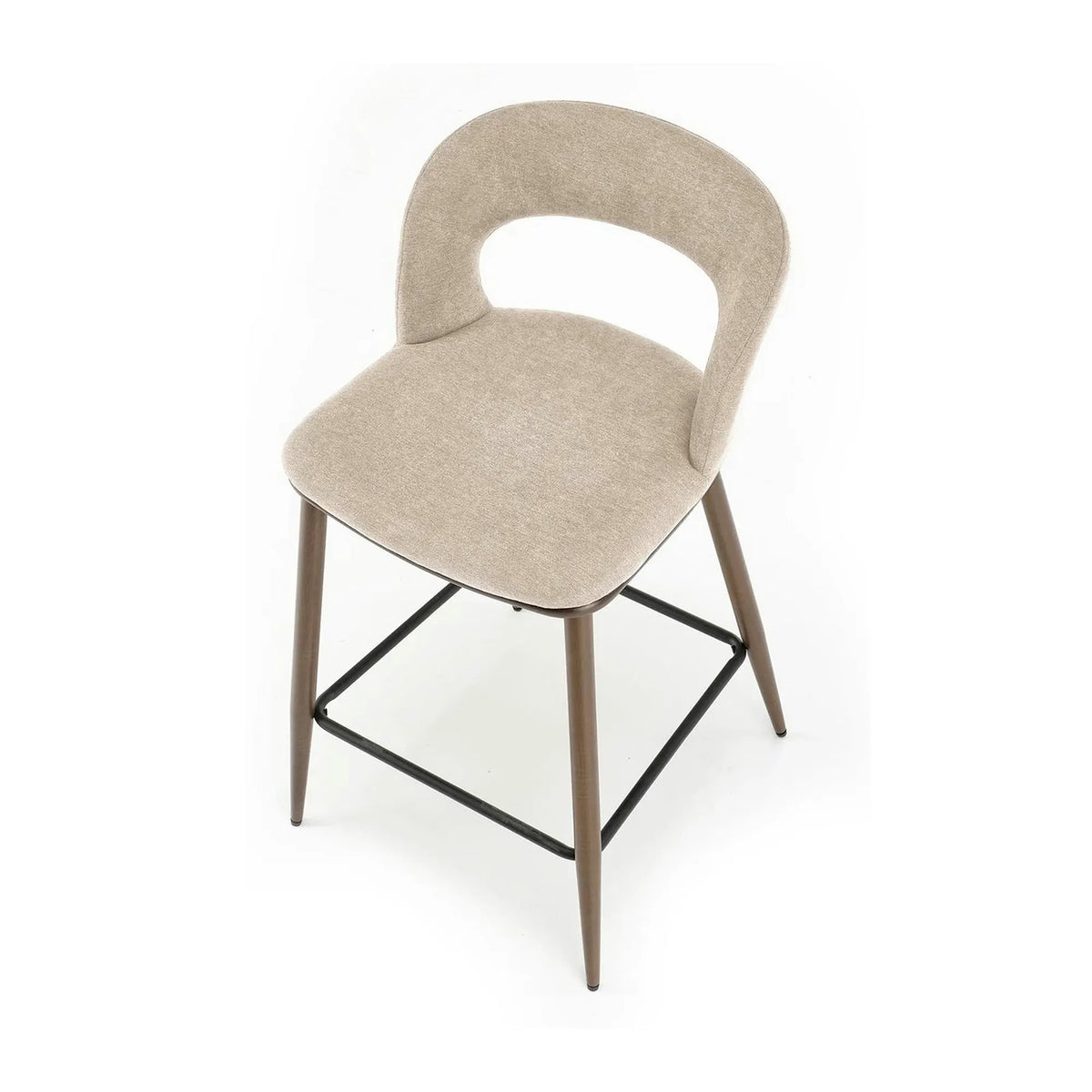 Scaun de bar bej H114, stofa clasica/otel, 48x52x92 cm