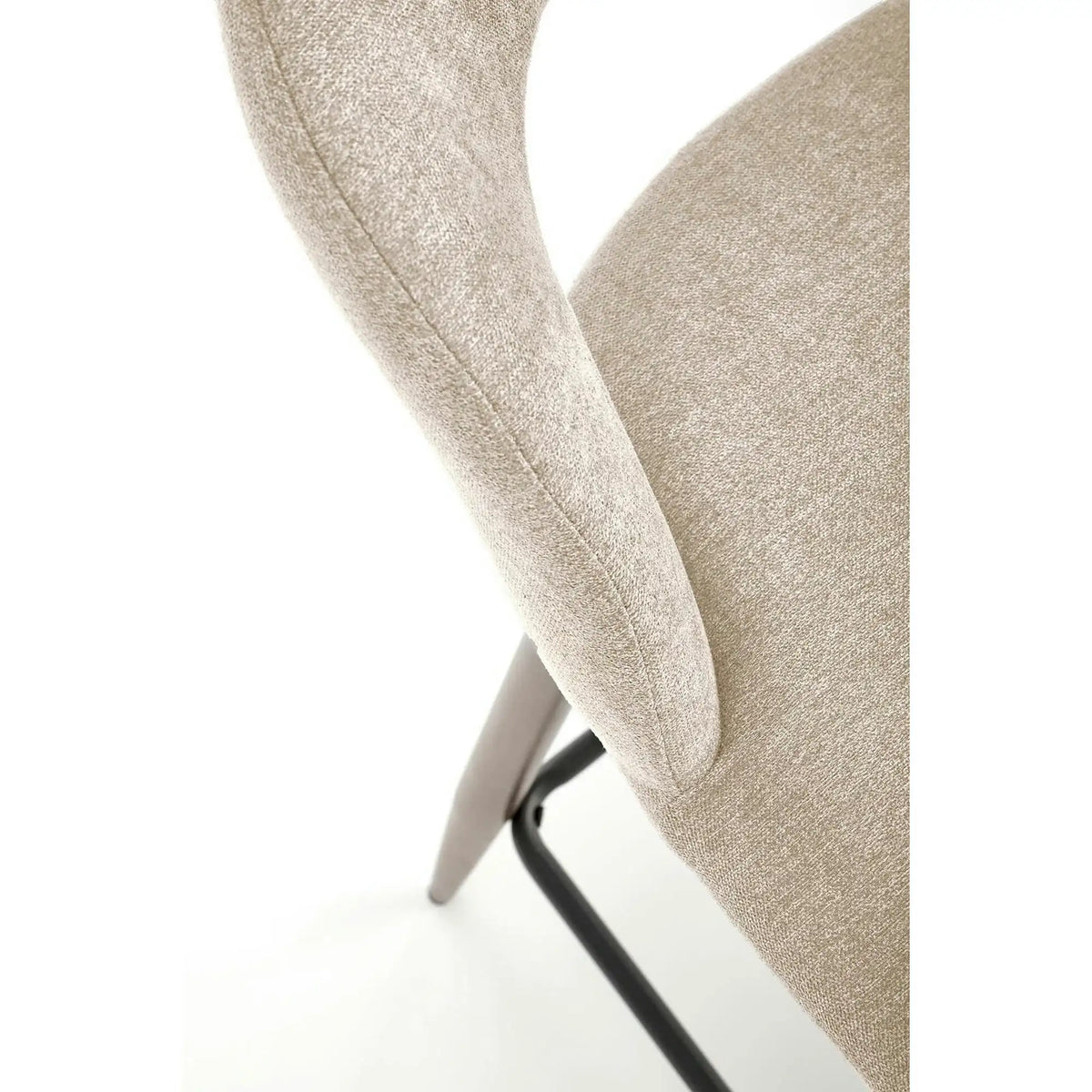 Scaun de bar bej H114, stofa clasica/otel, 48x52x92 cm