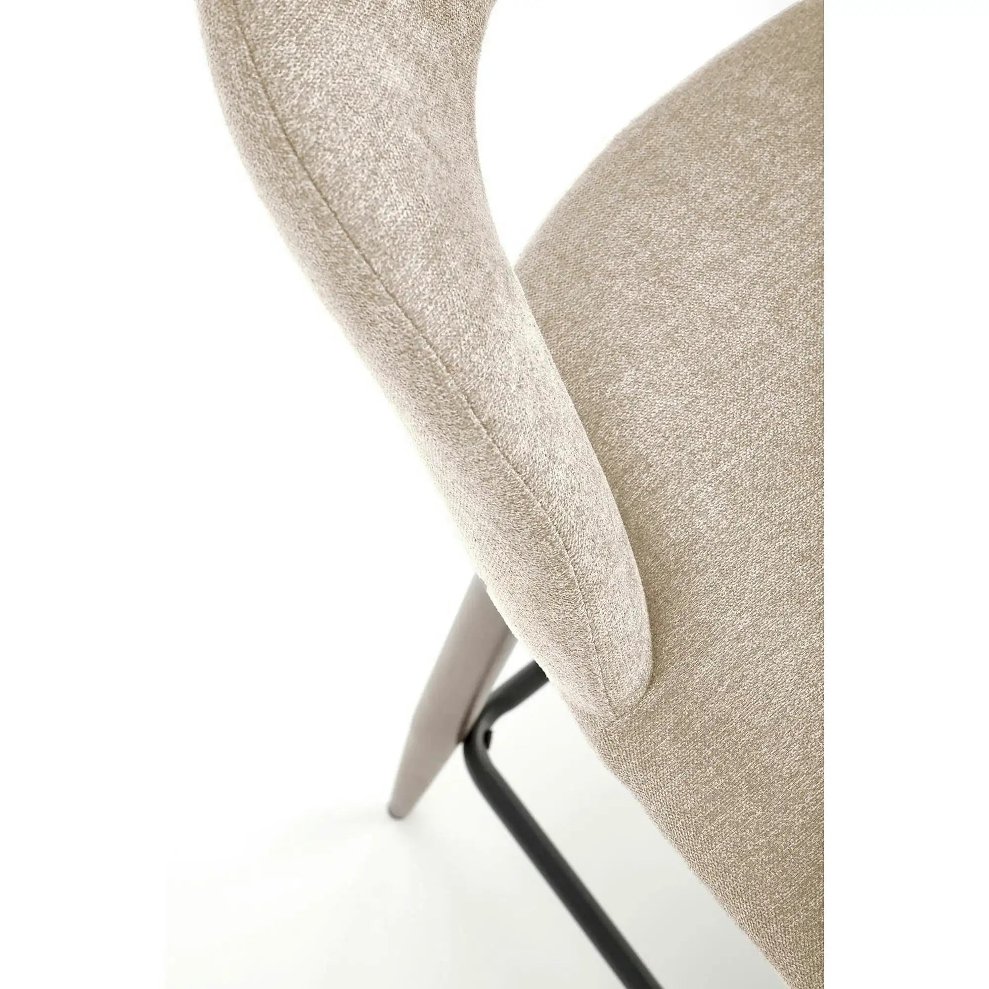 Scaun de bar bej H114, stofa clasica/otel, 48x52x92 cm