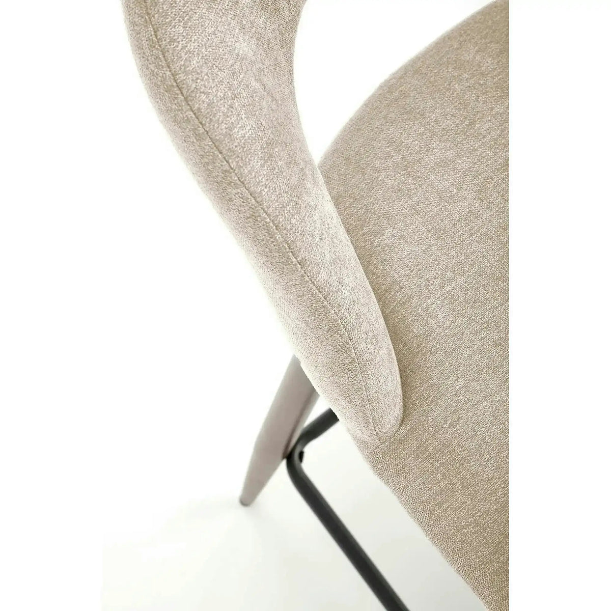 Scaun de bar bej H114, stofa clasica/otel, 48x52x92 cm