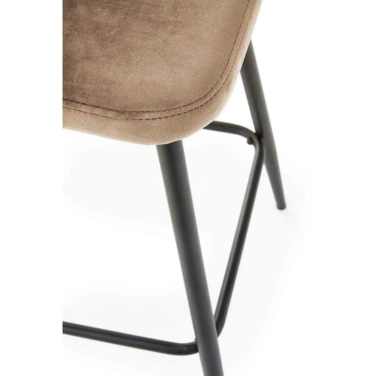 Scaun de bar bej H96, stofa catifelata/otel, 48x49x89 cm