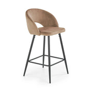 Scaun de bar bej H96, stofa catifelata/otel, 48x49x89 cm