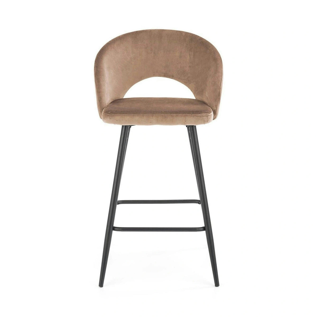 Scaun de bar bej H96, stofa catifelata/otel, 48x49x89 cm