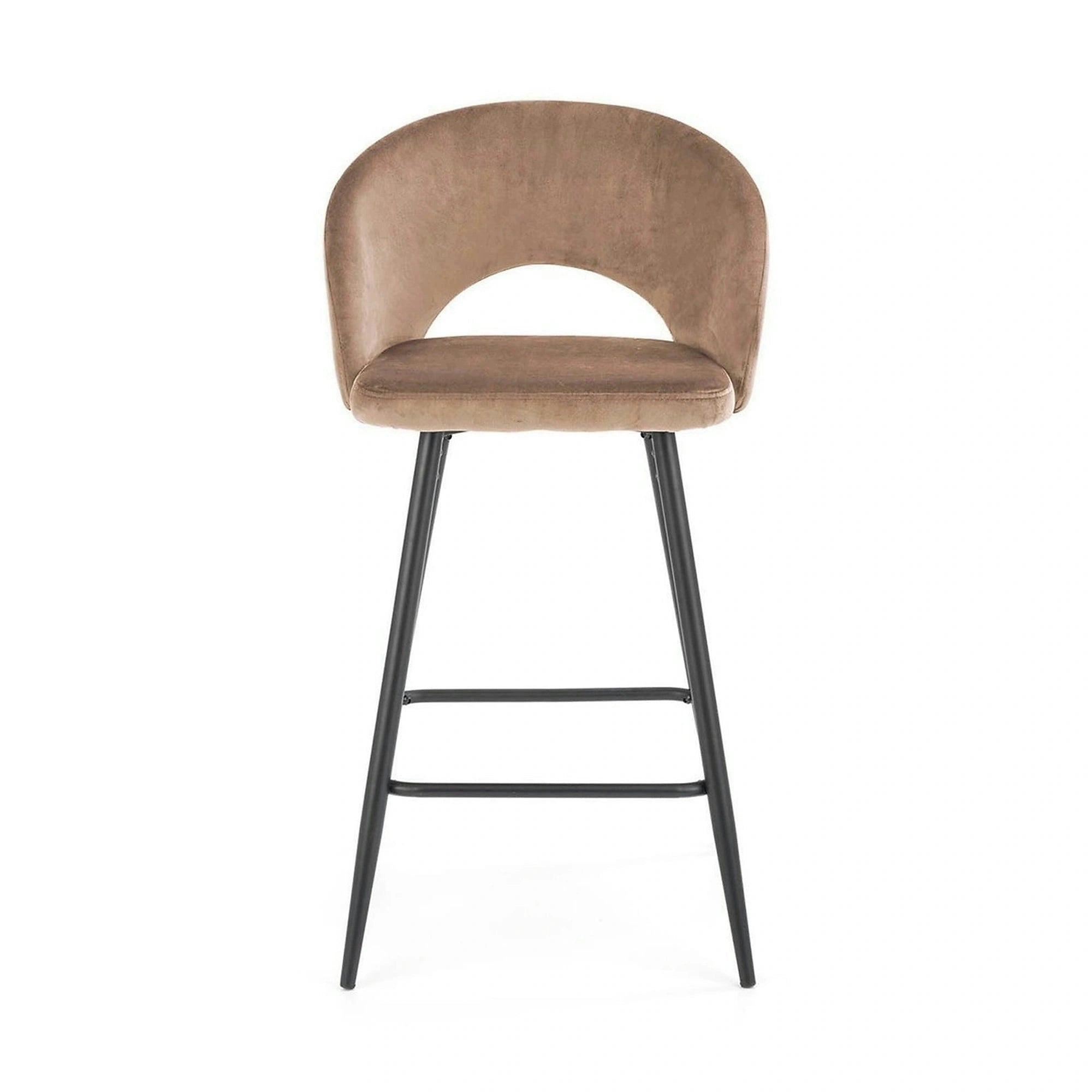 Scaun de bar bej H96, stofa catifelata/otel, 48x49x89 cm