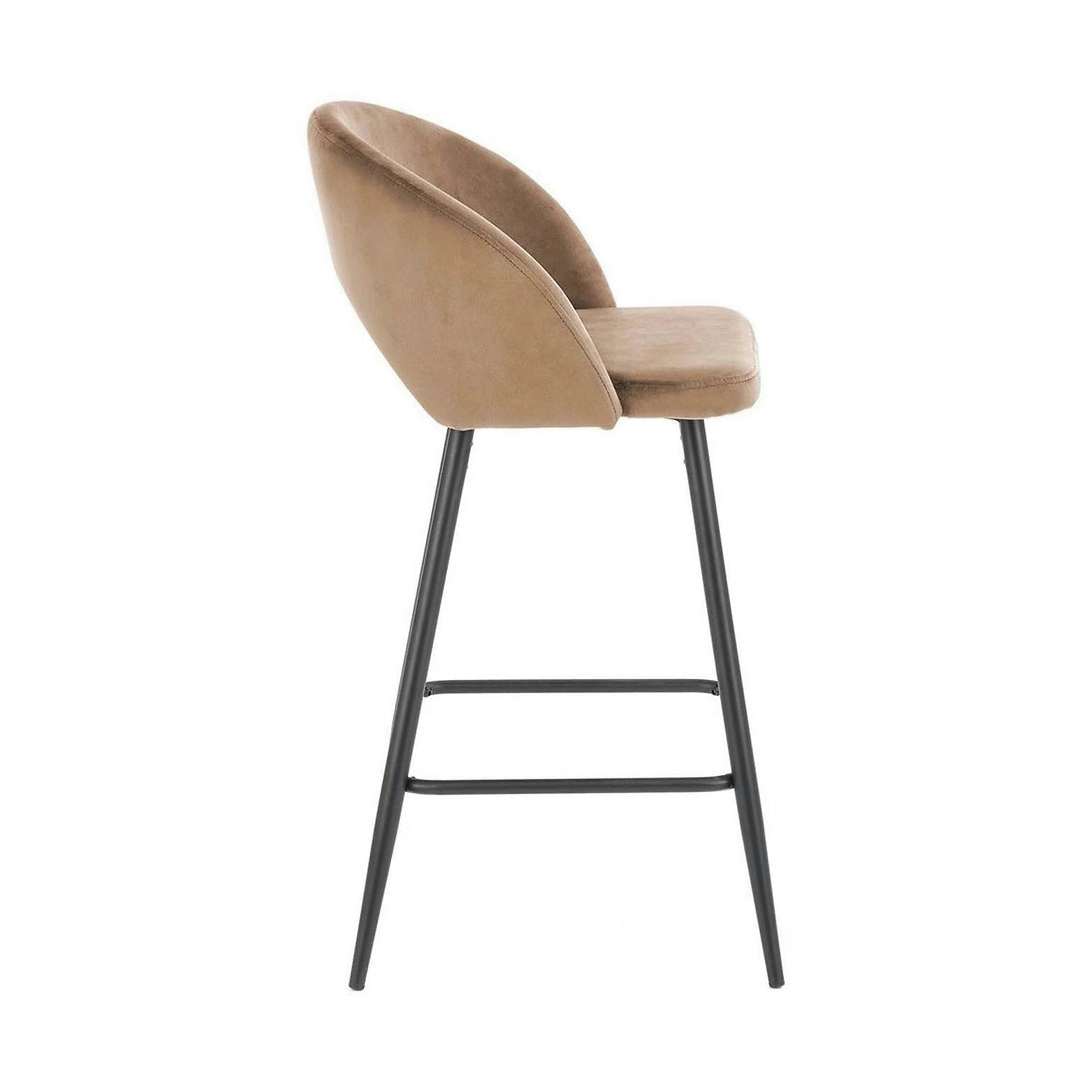 Scaun de bar bej H96, stofa catifelata/otel, 48x49x89 cm
