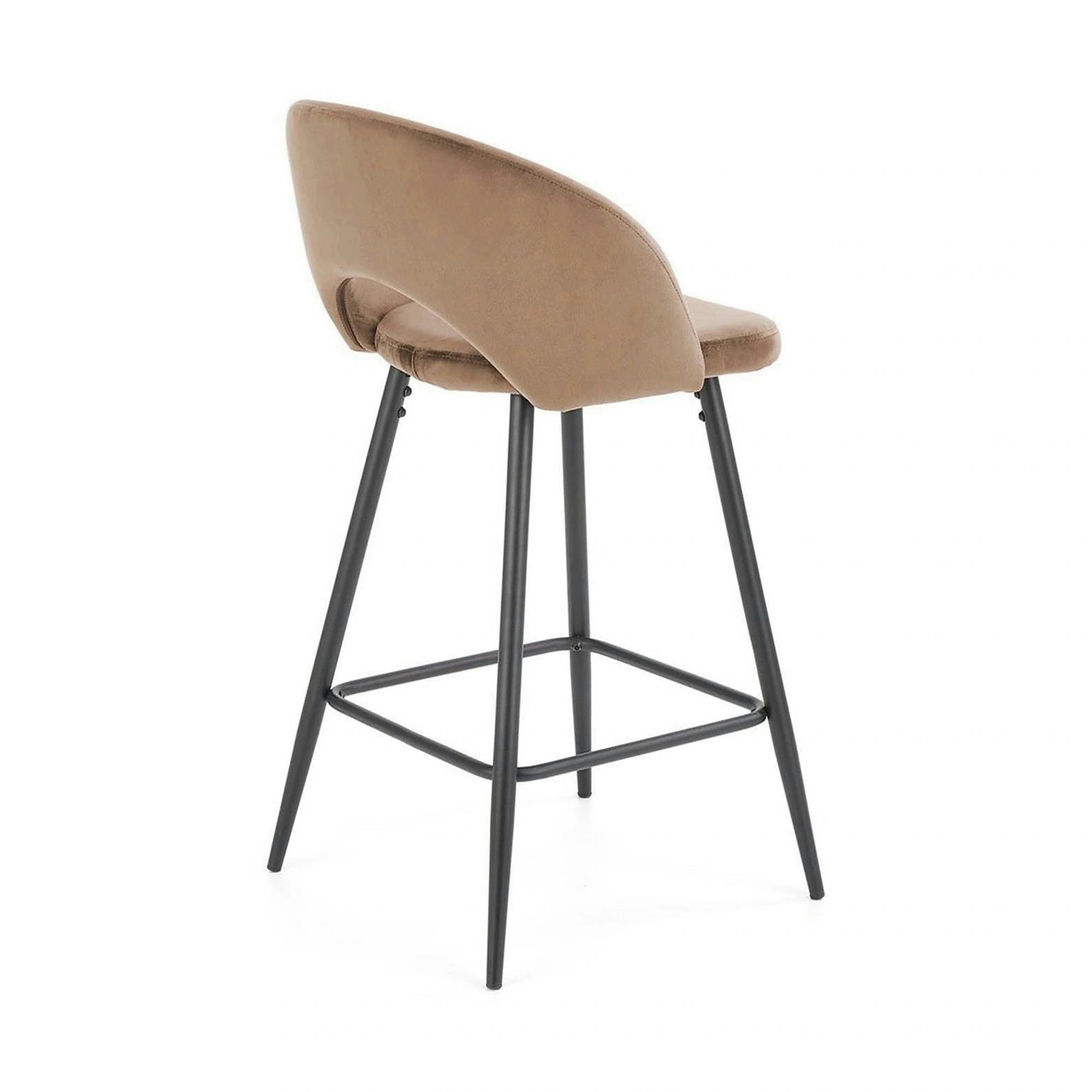 Scaun de bar bej H96, stofa catifelata/otel, 48x49x89 cm