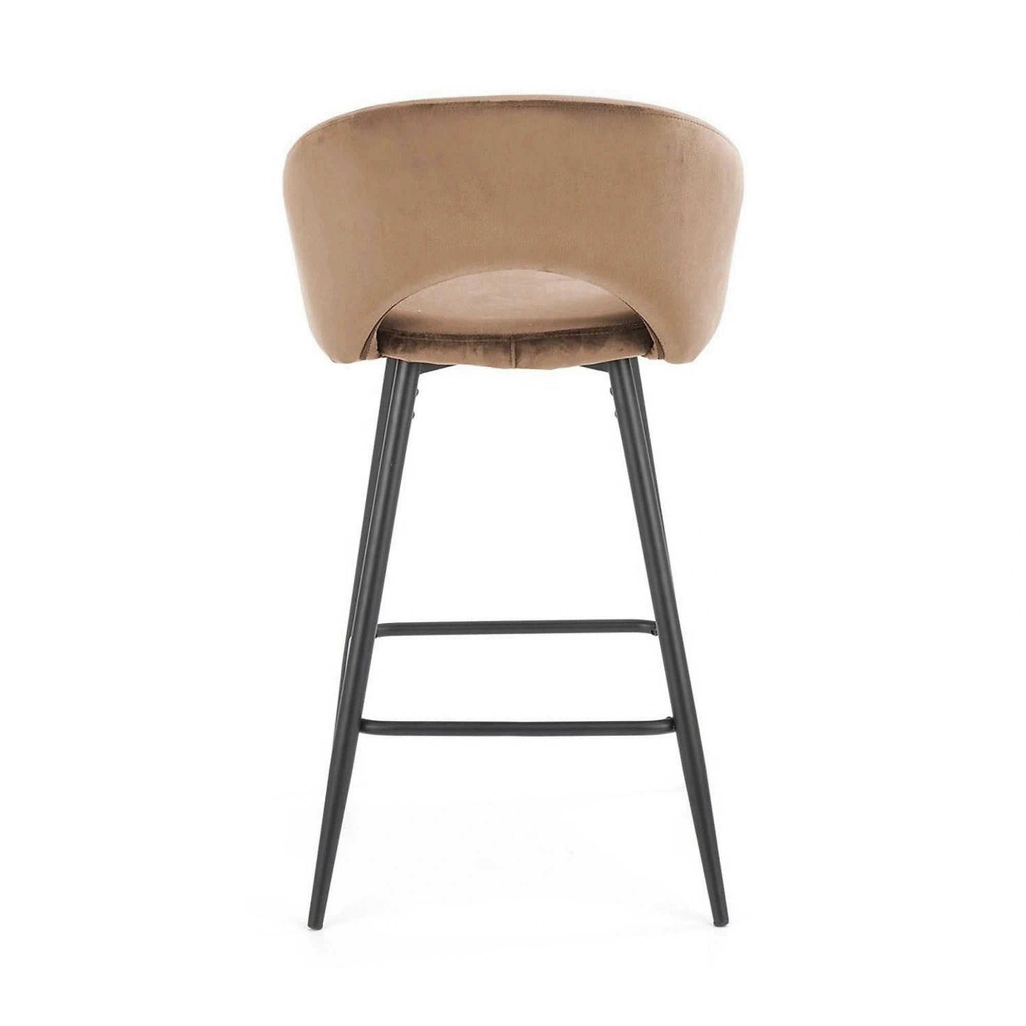 Scaun de bar bej H96, stofa catifelata/otel, 48x49x89 cm