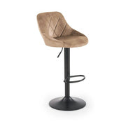 Scaun de bar rotativ H101, bej/negru, stofa catifelata/metal, 47x45x84/106 cm