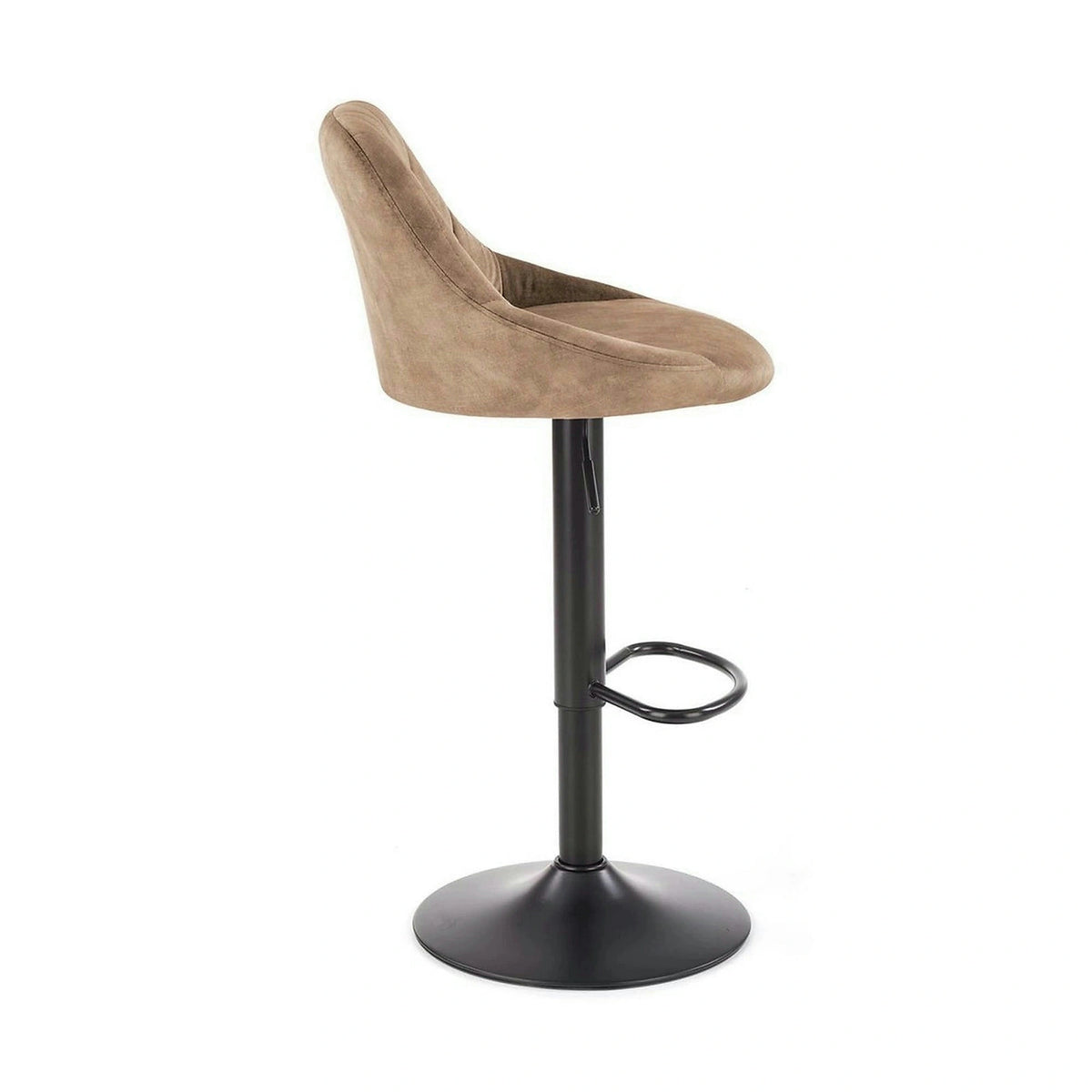 Scaun de bar rotativ H101, bej/negru, stofa catifelata/metal, 47x45x84/106 cm