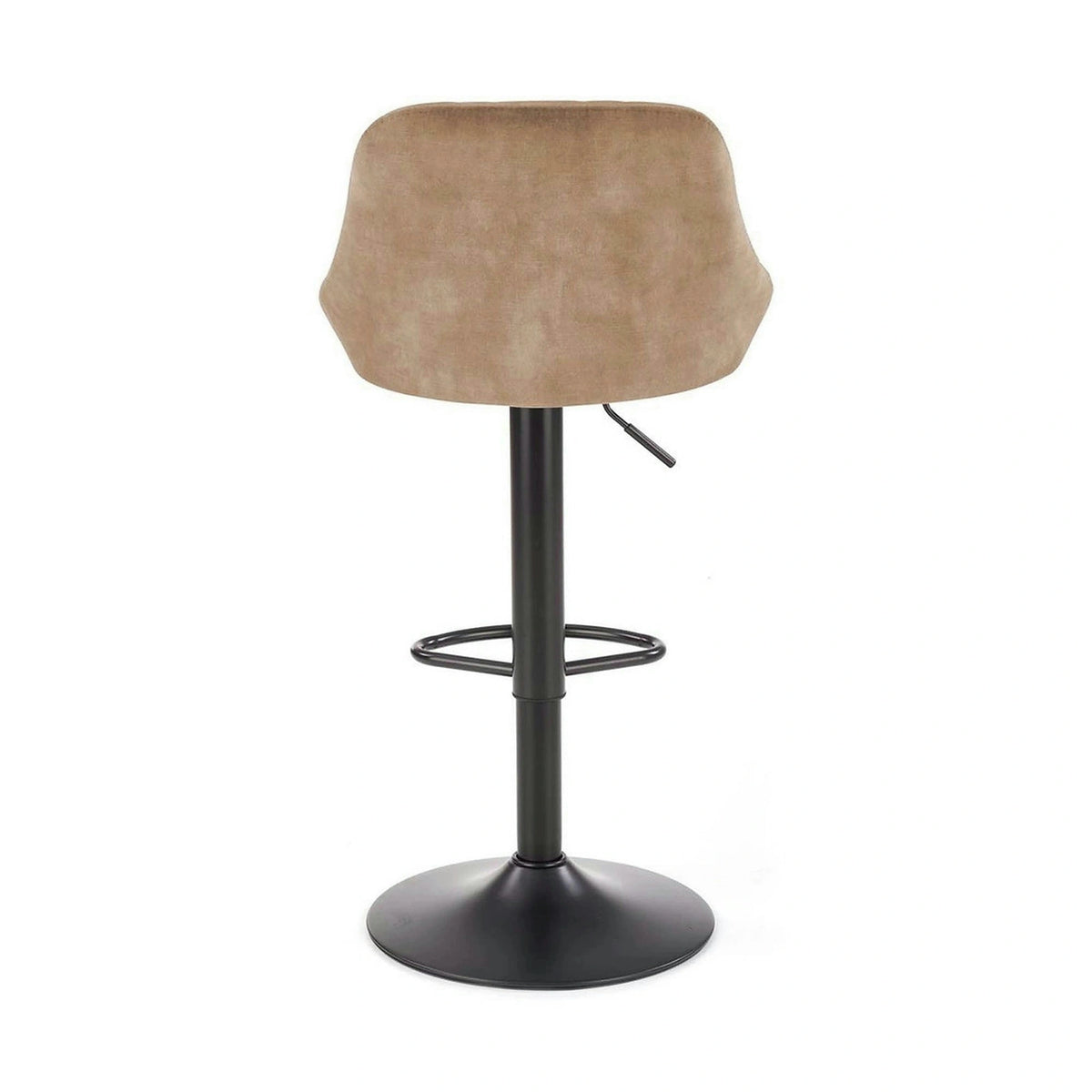 Scaun de bar rotativ H101, bej/negru, stofa catifelata/metal, 47x45x84/106 cm