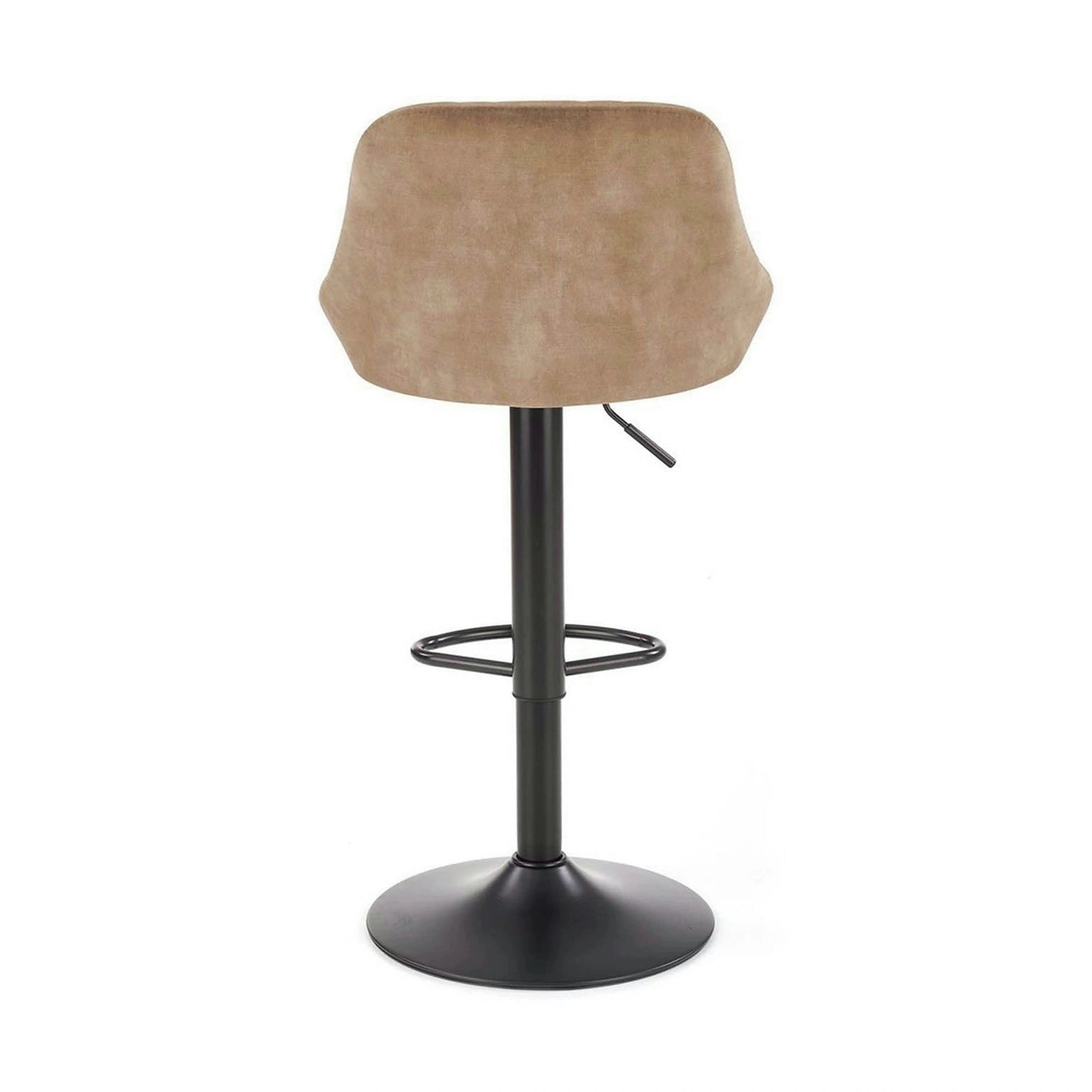 Scaun de bar rotativ H101, bej/negru, stofa catifelata/metal, 47x45x84/106 cm