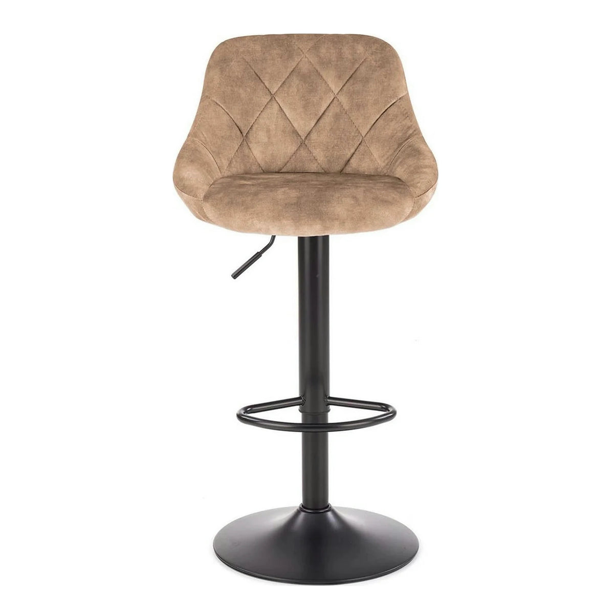 Scaun de bar rotativ H101, bej/negru, stofa catifelata/metal, 47x45x84/106 cm