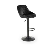 Scaun de bar rotativ H101, negru, stofa catifelata/otel, 47x45x84/106 cm