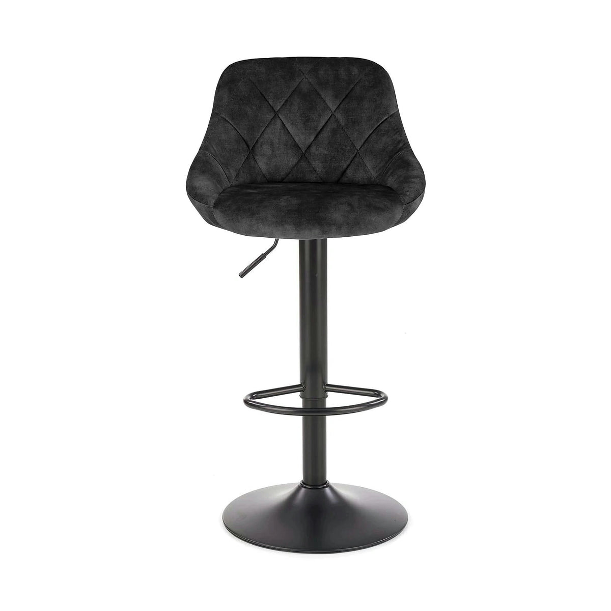 Scaun de bar rotativ H101, negru, stofa catifelata/otel, 47x45x84/106 cm