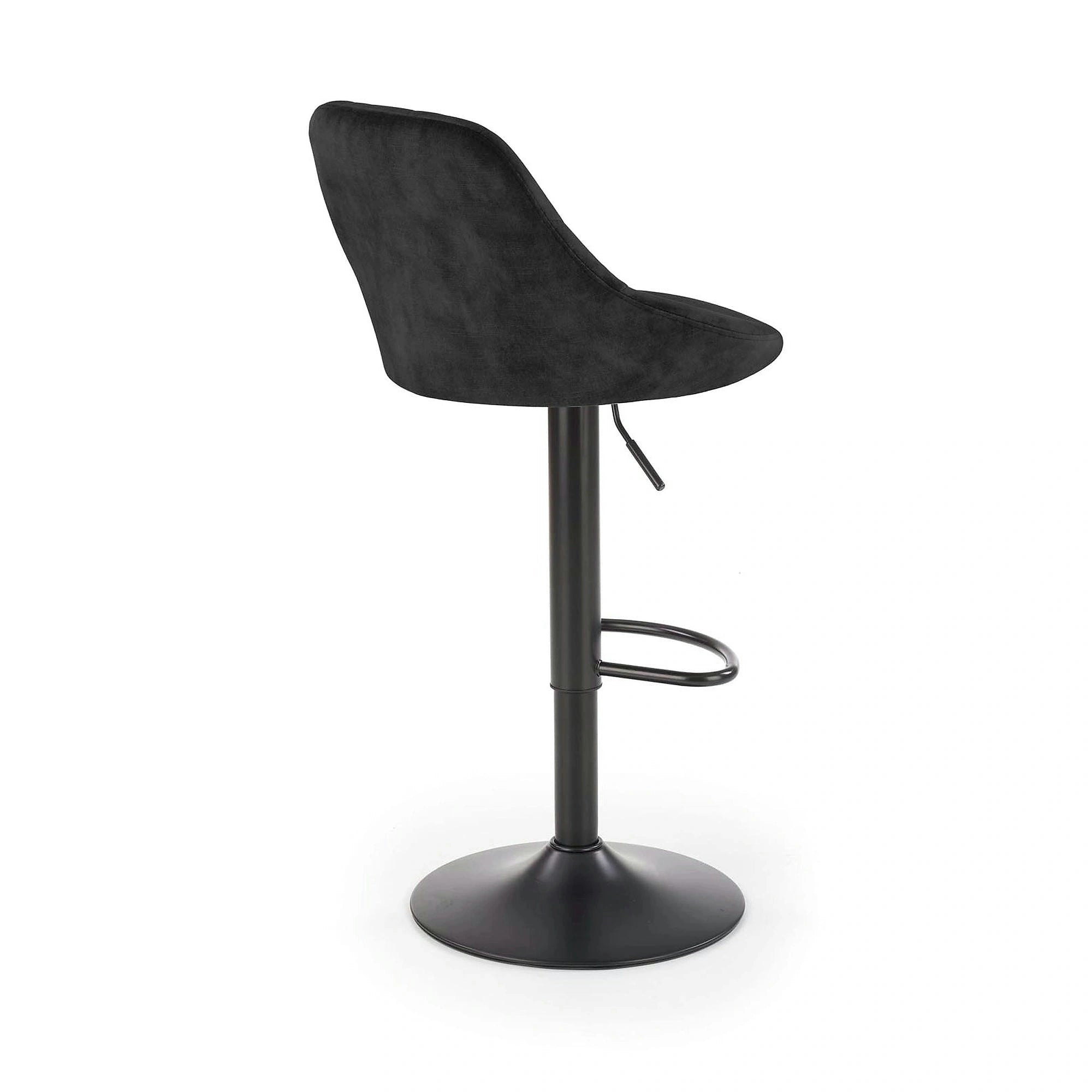 Scaun de bar rotativ H101, negru, stofa catifelata/otel, 47x45x84/106 cm