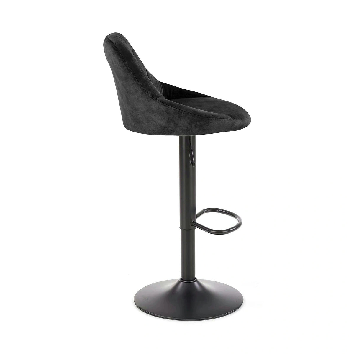 Scaun de bar rotativ H101, negru, stofa catifelata/otel, 47x45x84/106 cm