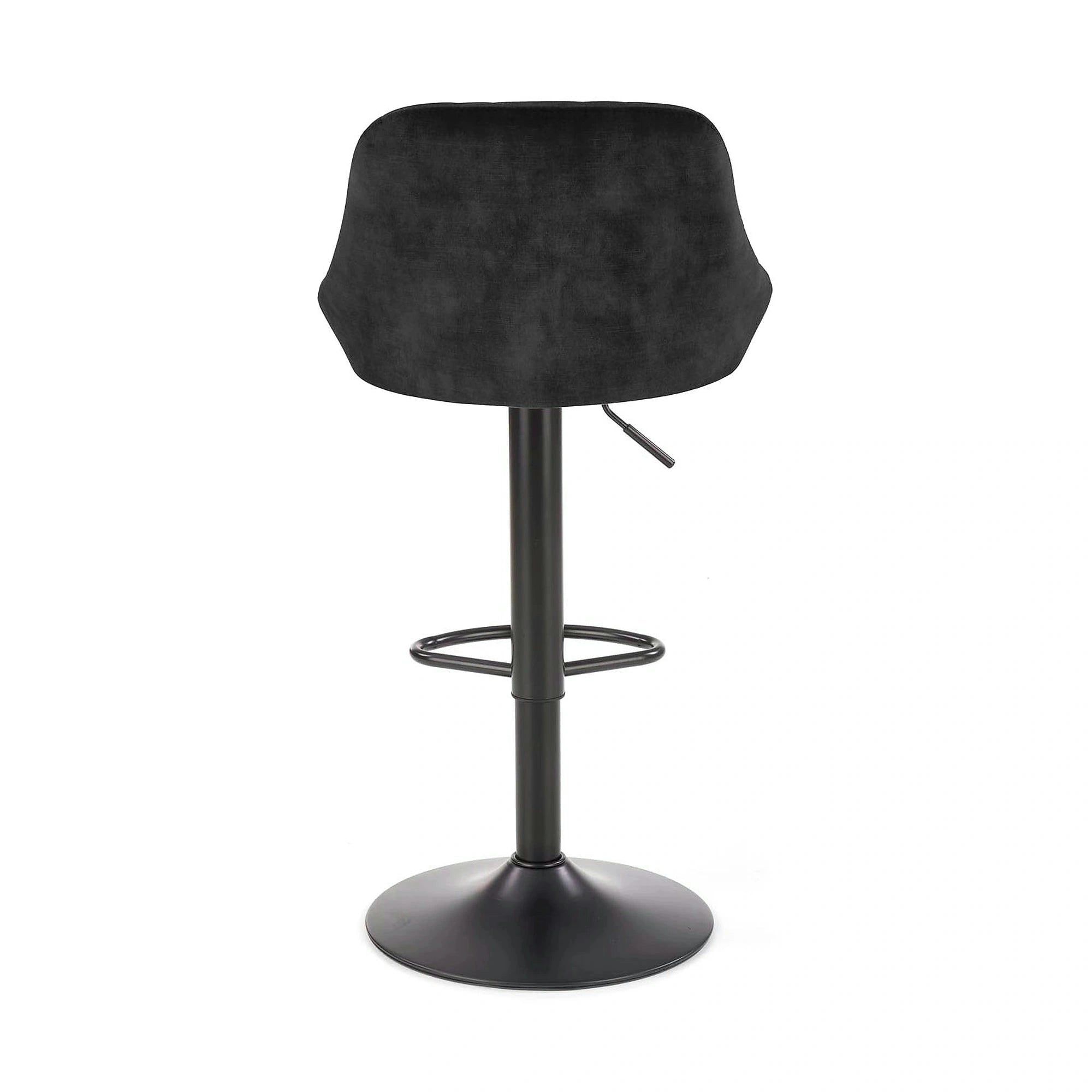 Scaun de bar rotativ H101, negru, stofa catifelata/otel, 47x45x84/106 cm