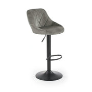 Scaun de bar rotativ H101, stofa catifelata gri - Bluvel 14, 47x45x106 cm