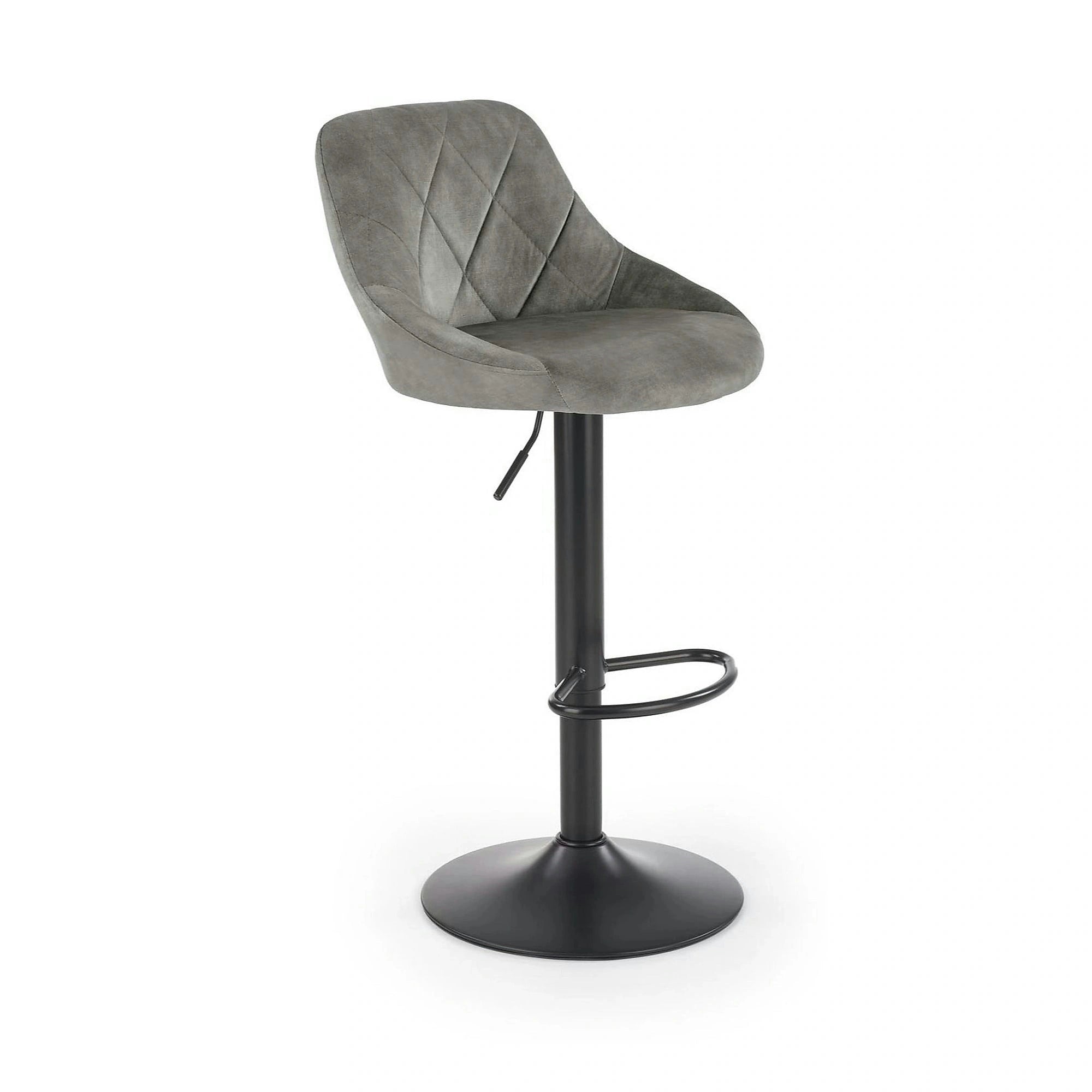 Scaun de bar rotativ H101, stofa catifelata gri - Bluvel 14, 47x45x106 cm