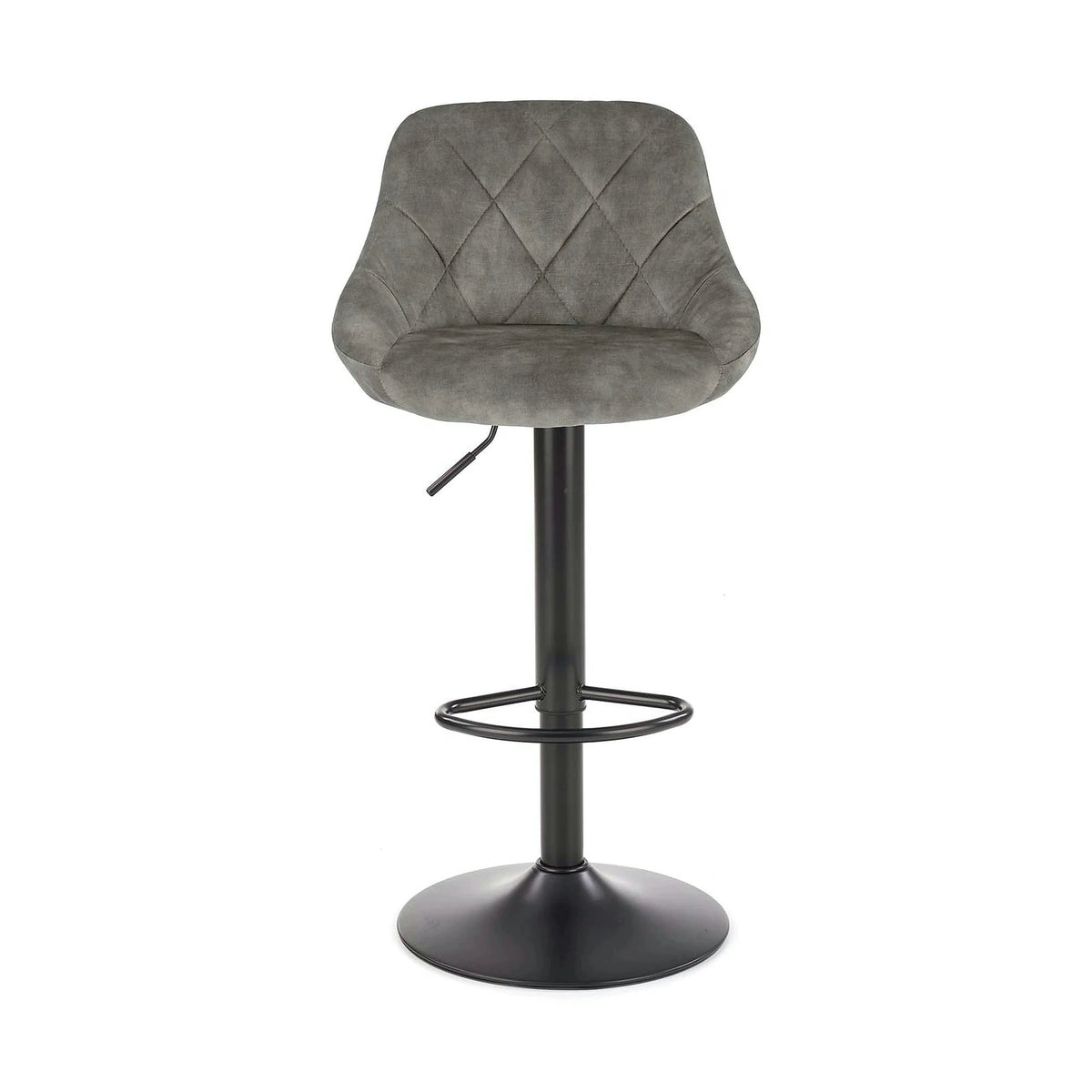 Scaun de bar rotativ H101, stofa catifelata gri - Bluvel 14, 47x45x106 cm