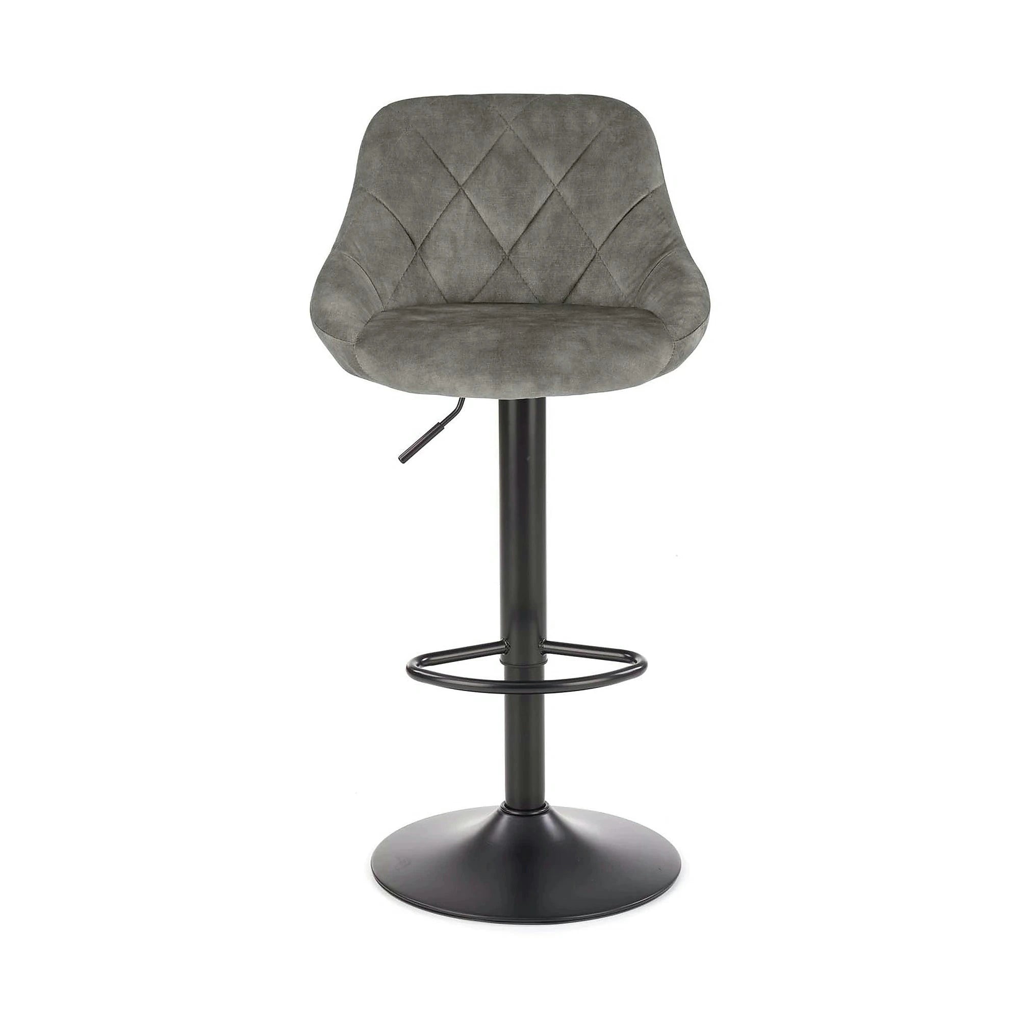 Scaun de bar rotativ H101, stofa catifelata gri - Bluvel 14, 47x45x106 cm