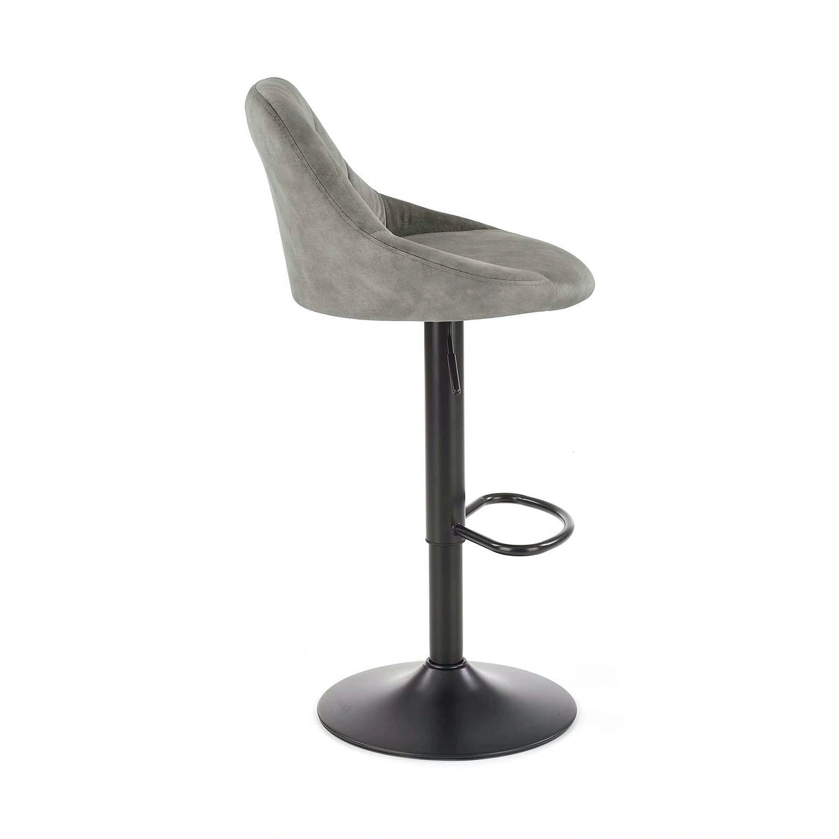 Scaun de bar rotativ H101, stofa catifelata gri - Bluvel 14, 47x45x106 cm