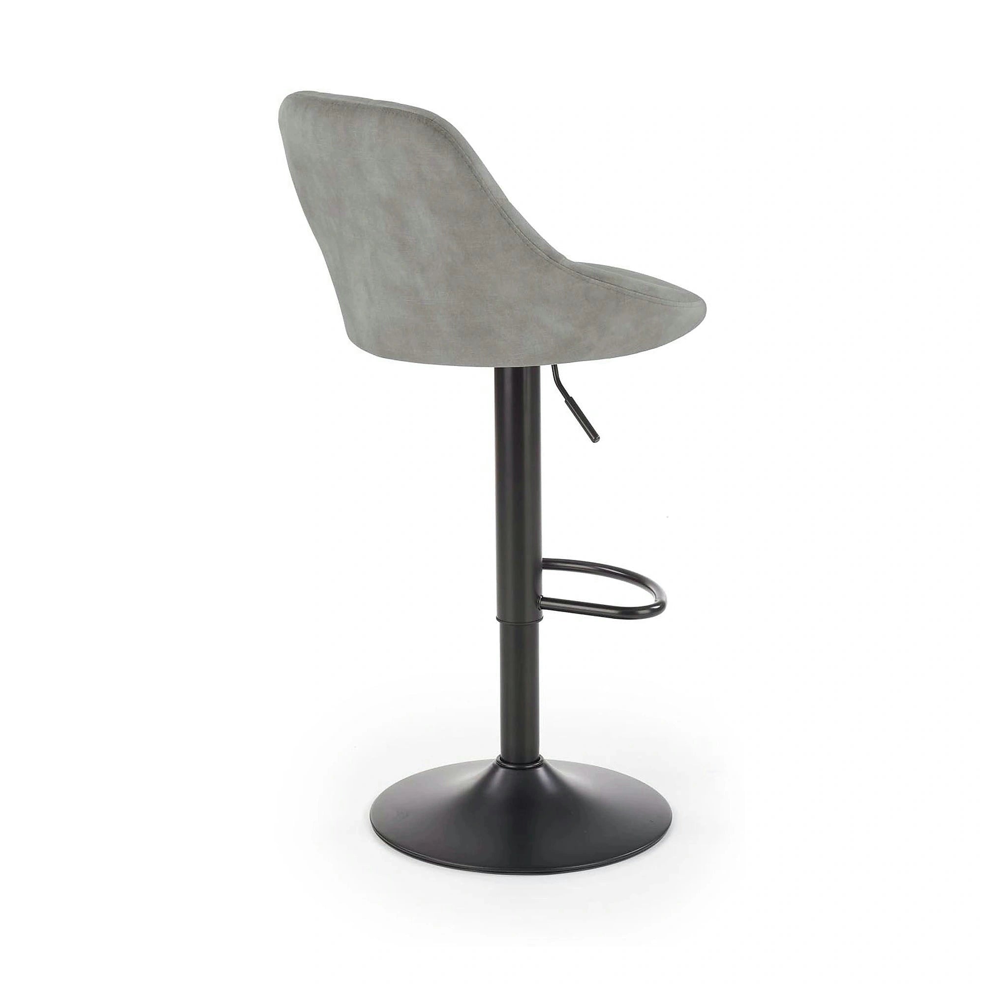 Scaun de bar rotativ H101, stofa catifelata gri - Bluvel 14, 47x45x106 cm