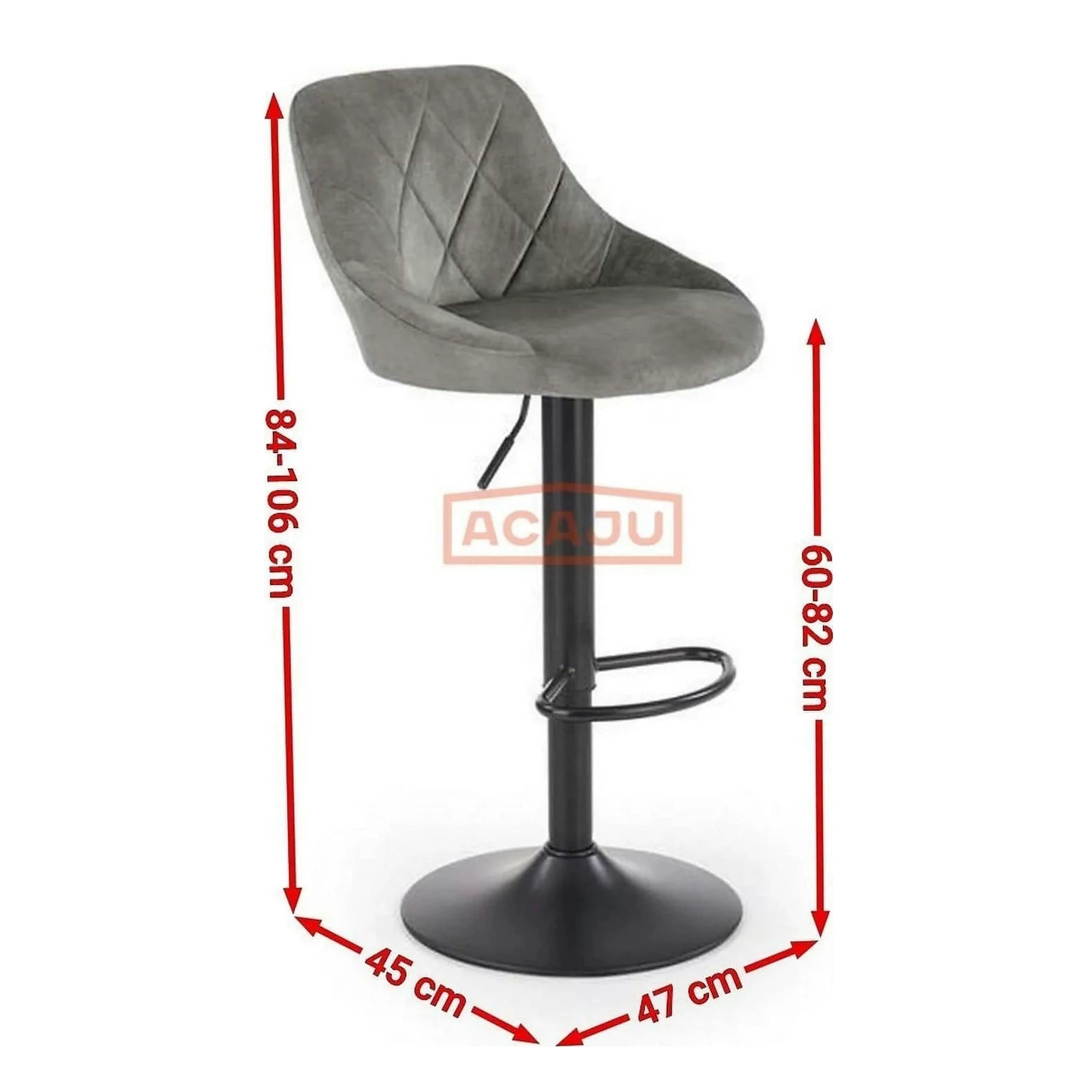 Scaun de bar rotativ H101, verde inchis/negru, stofa catifelata/metal, 47x45x84/106 cm