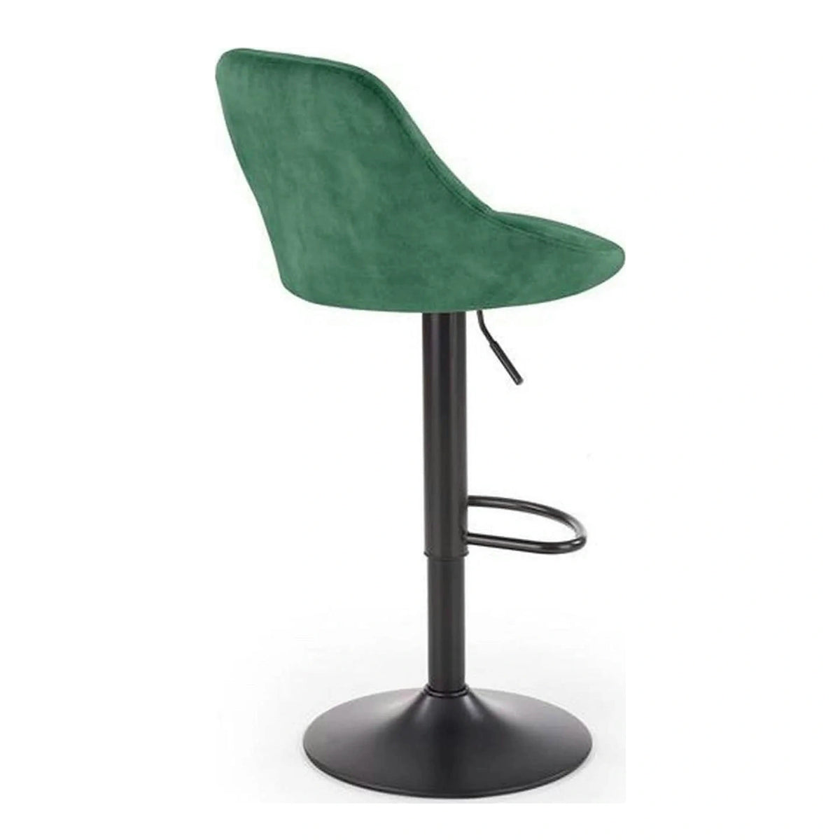 Scaun de bar rotativ H101, verde inchis/negru, stofa catifelata/metal, 47x45x84/106 cm