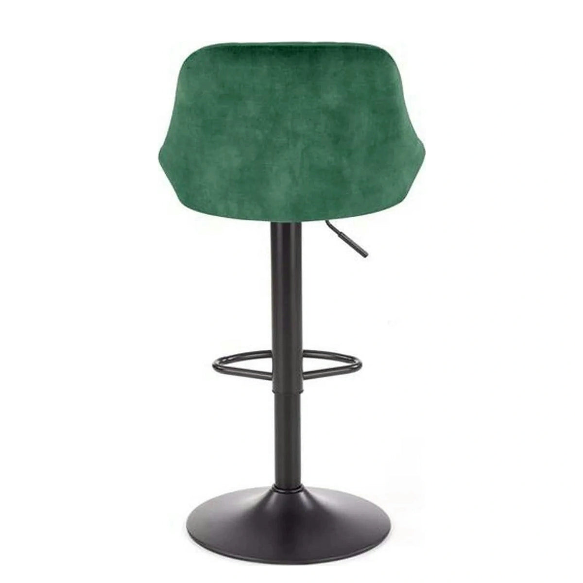 Scaun de bar rotativ H101, verde inchis/negru, stofa catifelata/metal, 47x45x84/106 cm