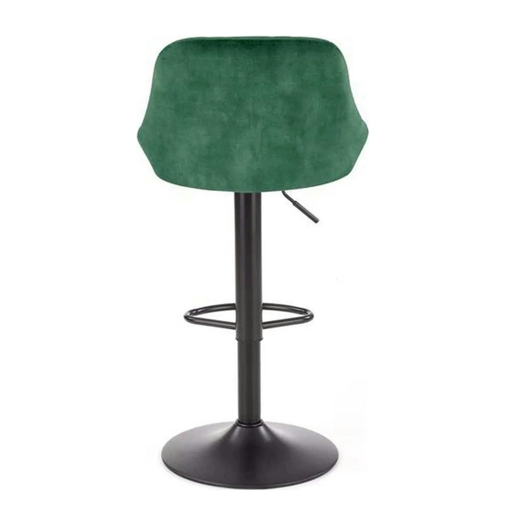 Scaun de bar rotativ H101, verde inchis/negru, stofa catifelata/metal, 47x45x84/106 cm